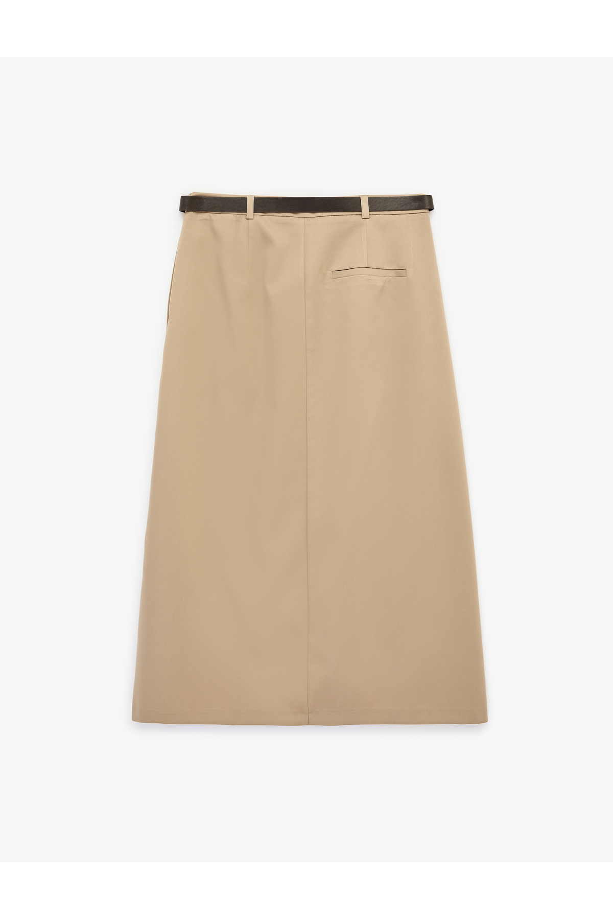 Koton  Kemer Detaylı A Kesim Viskon Karışımlı Midi Pileli Etek - Görsel 3