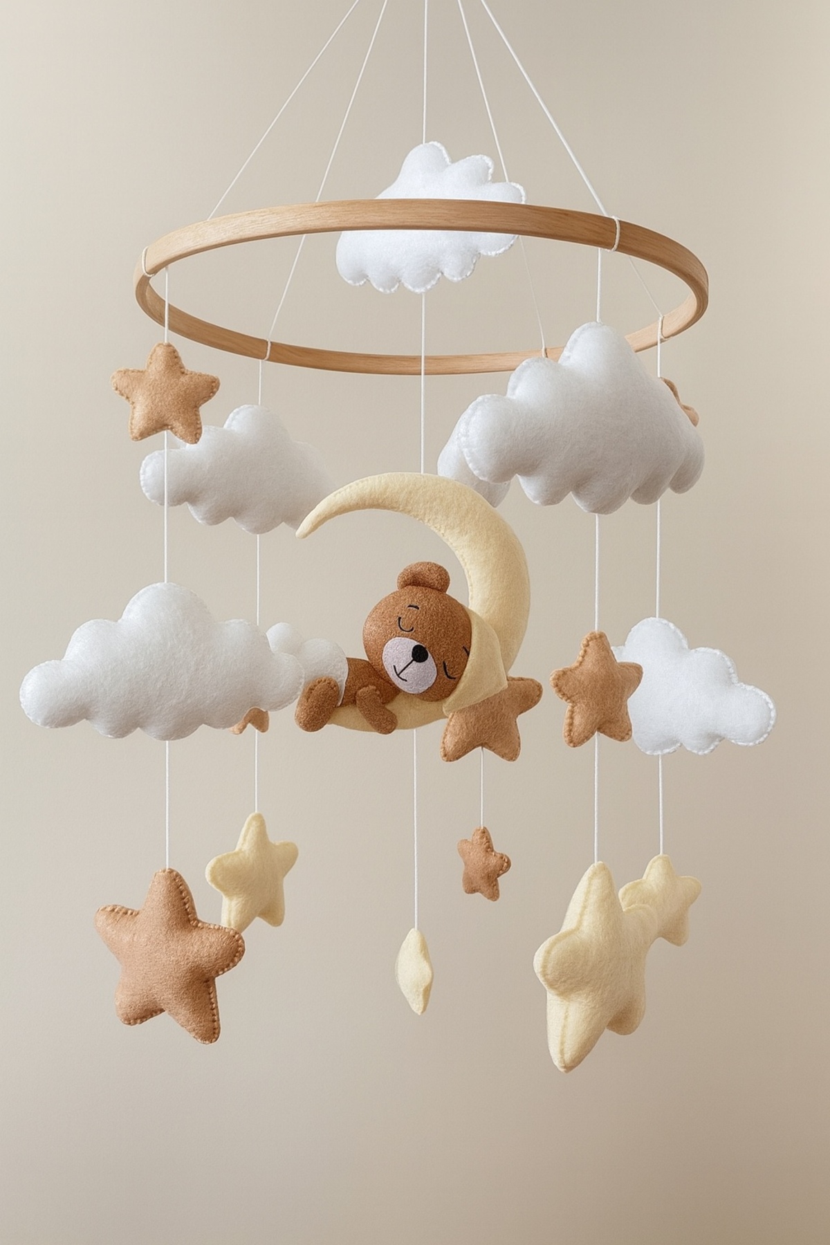 TREND METFİQ DECORATİON Montessori Uyumlu Yenidoğan Uyku Arkadaşı El Yapımı Keçe Bebek Dönencesi müzikli oda baby fotoğrafı 3 (önizleme)