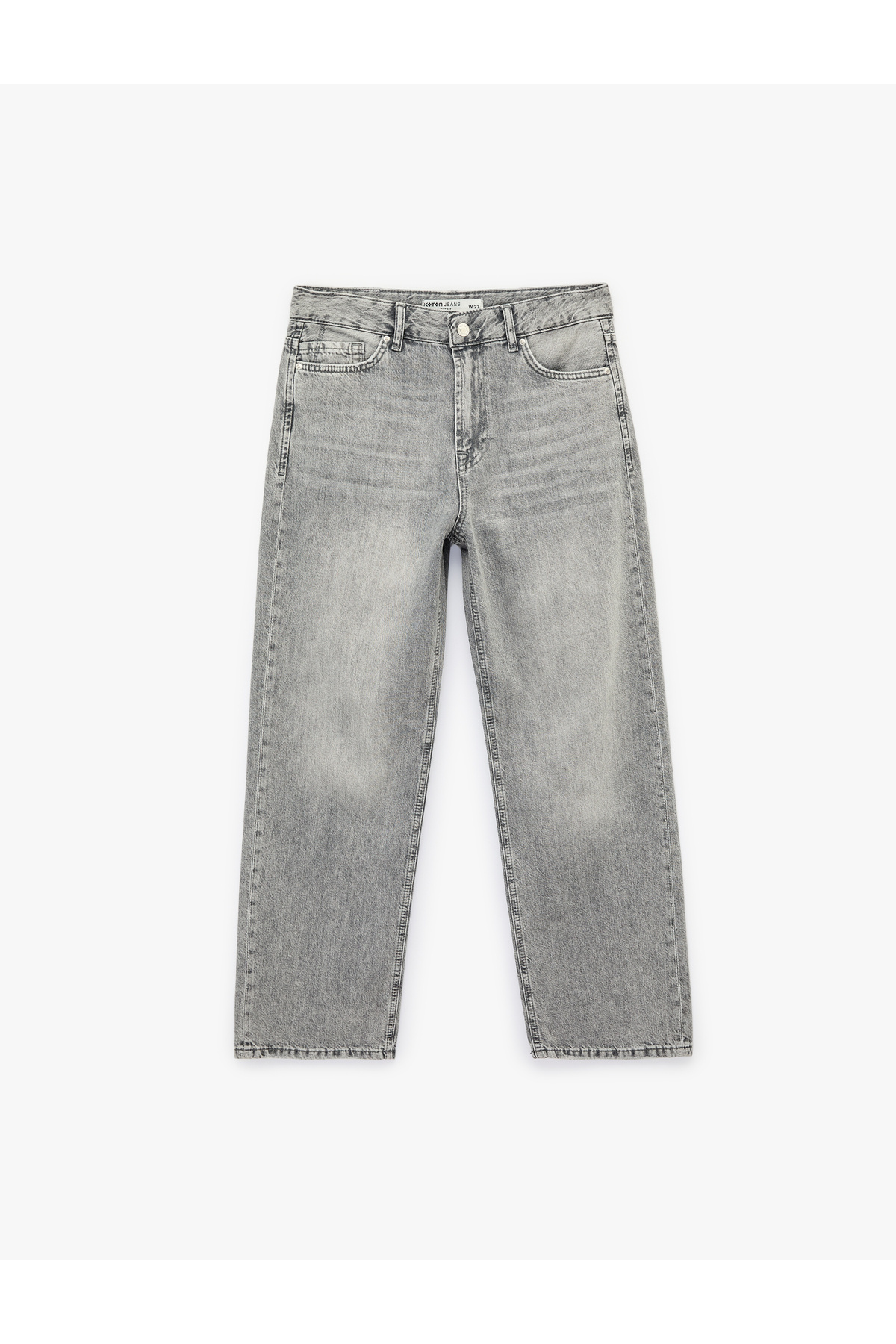 Koton  Pamuklu Normal Bel Düğmeli Düz Paça Denim Pantolon - Straight Fit Jean - Görsel 4