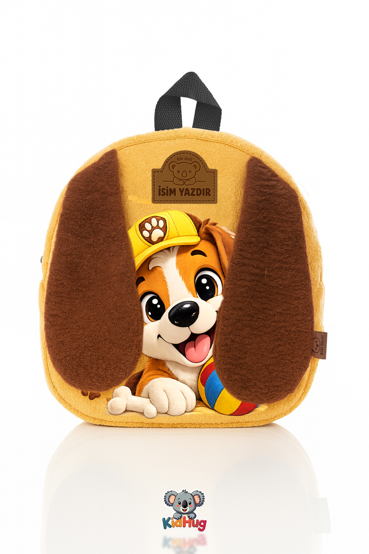 KidHug  [İSİM YAZDIR] Köpek Baskılı Peluş Çocuk Çanta Çocuk Sırt Çantası 0+ Yaş - Görsel 3