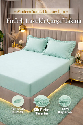 Madame Home Fırfırlı Lastikli Çarşaf Takımı Fırfırlı Yastık Kılıfı – Pamuklu ...