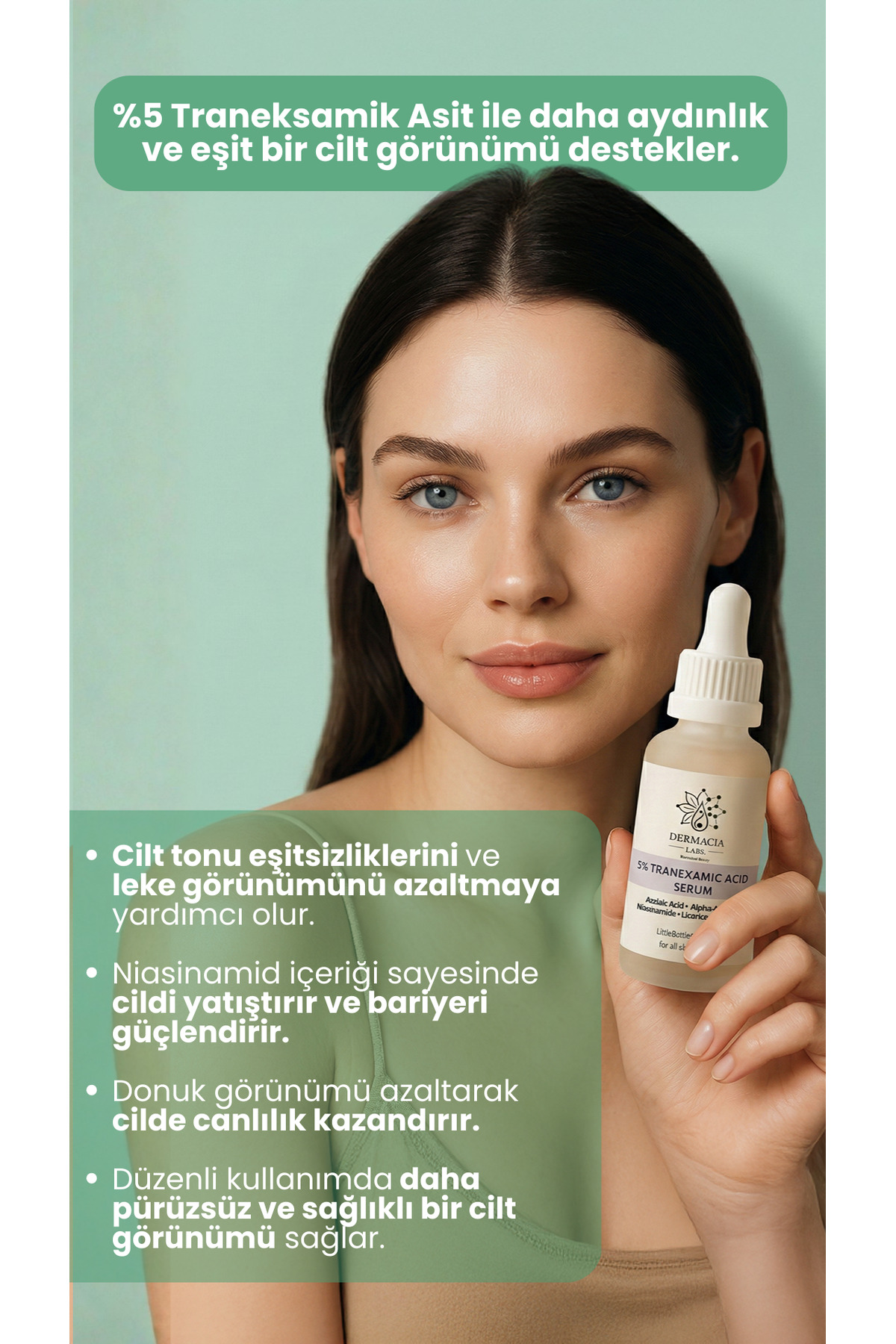 Leke ve Gözenek Karşıtı Cilt Bakım Seti, %5 Traneksamik+%10 Azelaik+%5 Niacinamide+Temizleme Köpüğü — DL-AKLESET4 — تصویر 2 از 7