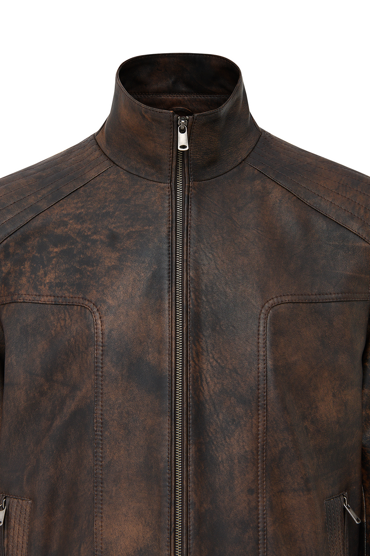 Derimod  Alfred Erkek Kahverengi Devrik Yaka Deri Mont 25WGE6579VD - Görsel 4