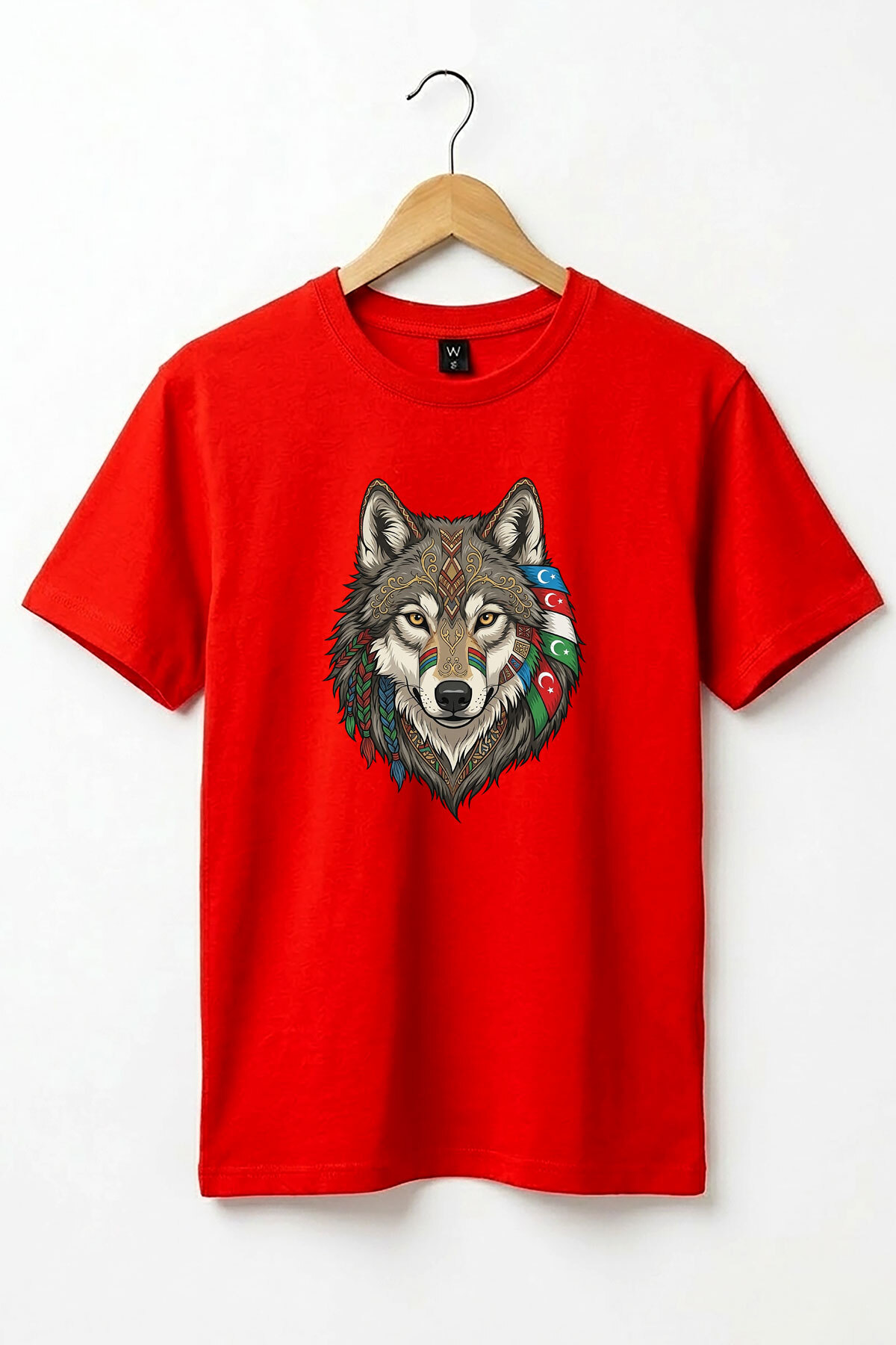 Kurt Turan Printed Turkish States Designed Bozkurt and Moon Star Basic Regular Fit T-shirt