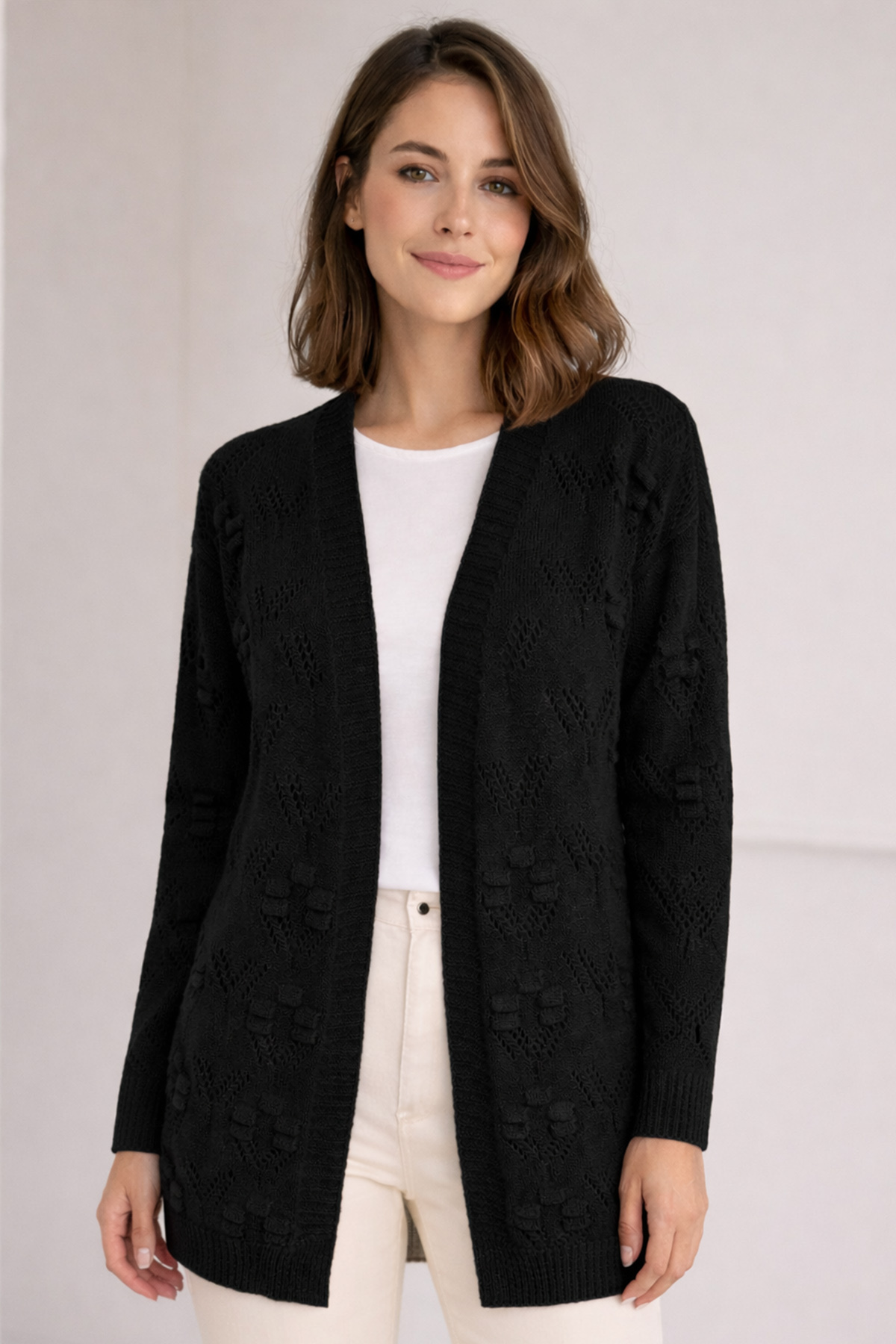 benguen  Yazlık Pamuk Hırka R4551 Siyah