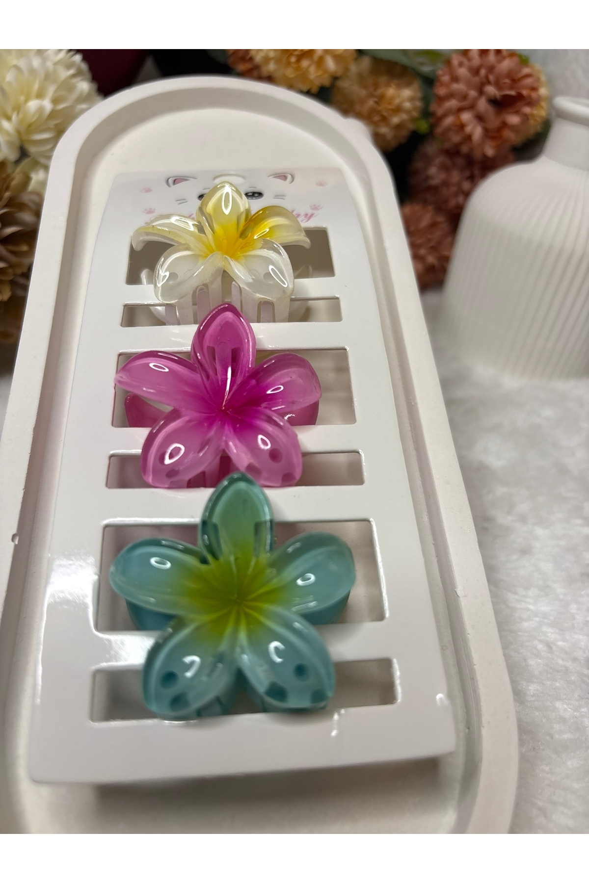 ADAA GIFT 3 Adet Kadın Lotus Çiçeği Toka 4 cm İthal görsel 3
