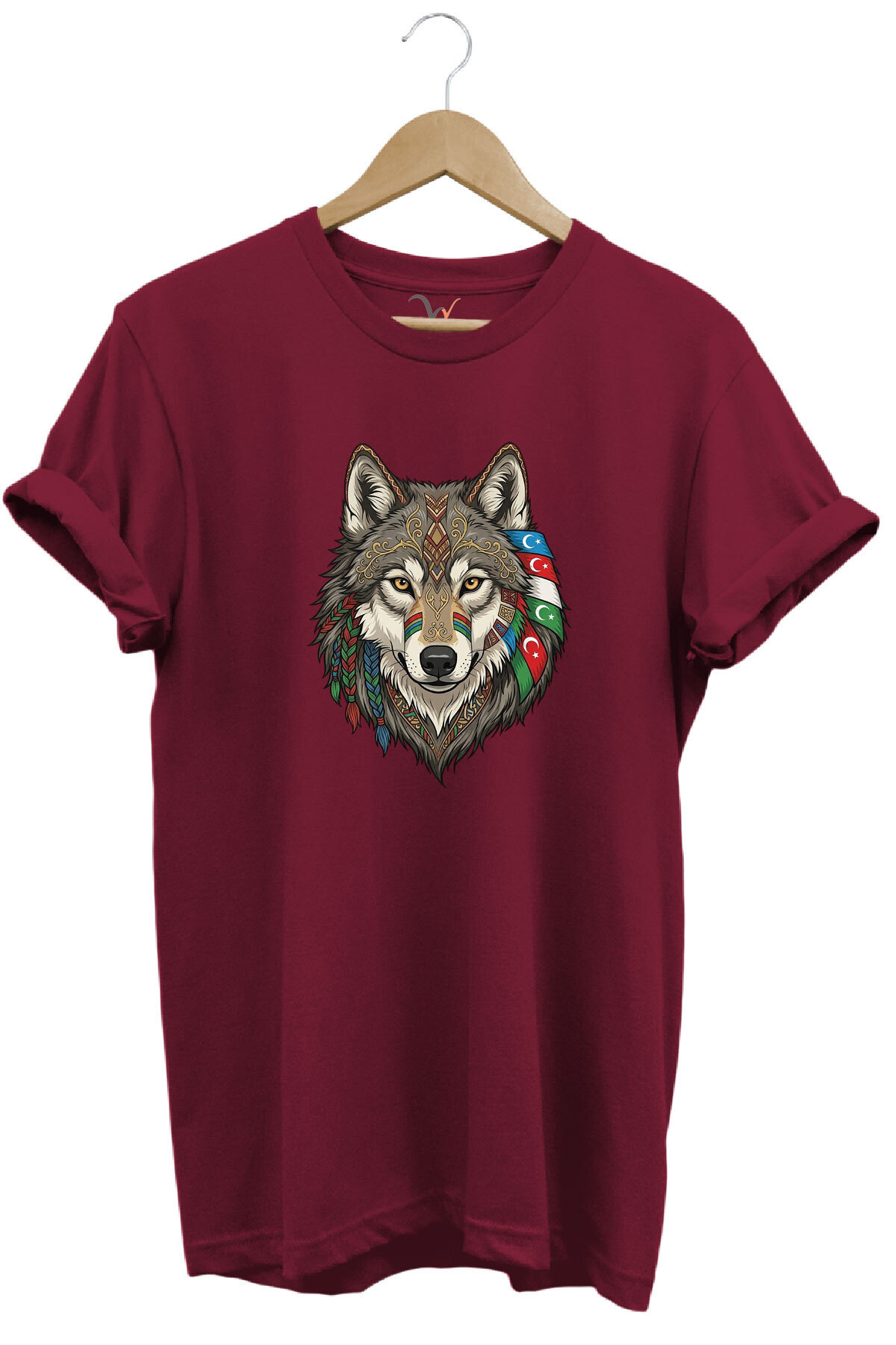 Kurt Turan Printed Turkish States Designed Bozkurt and Moon Star Basic Regular Fit T-shirt