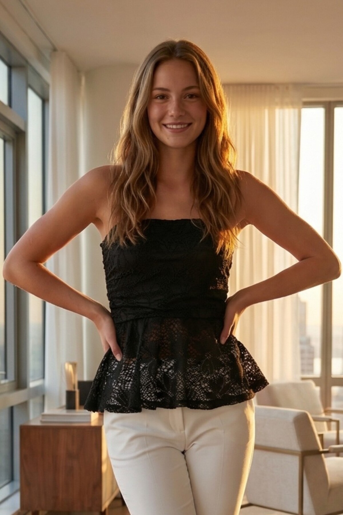 OLSAMODA  KADIN STRAPLEZ ASTARLI DANTEL KUMAŞ PEPLUM BLUZ - Görsel 6