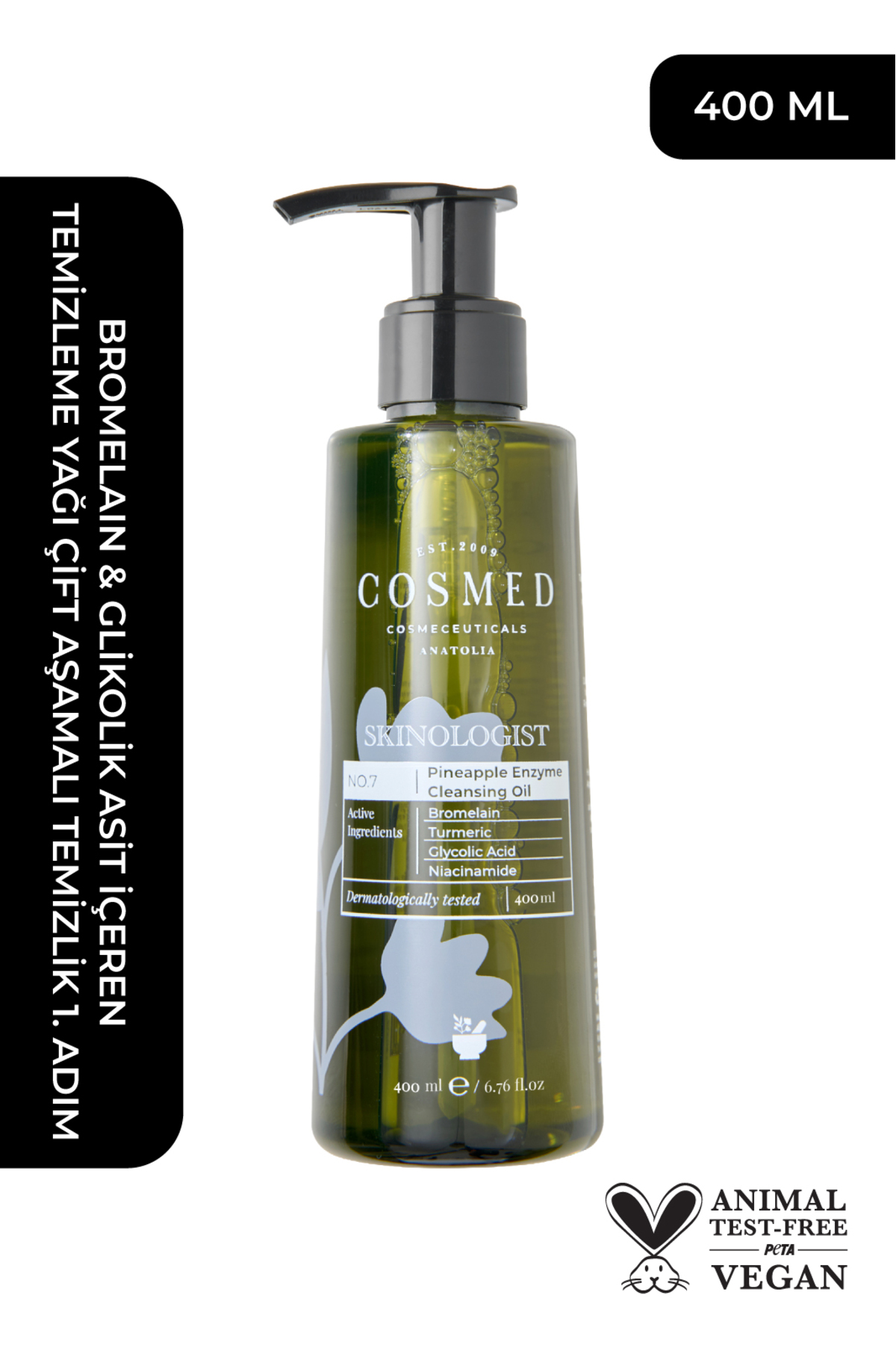 COSMED Bromelain& Glikolik Asit İçeren Temizleme Yağı/Skinologist PINEAPPLE ENZYME CLEANSING OIL 400ML — 20511