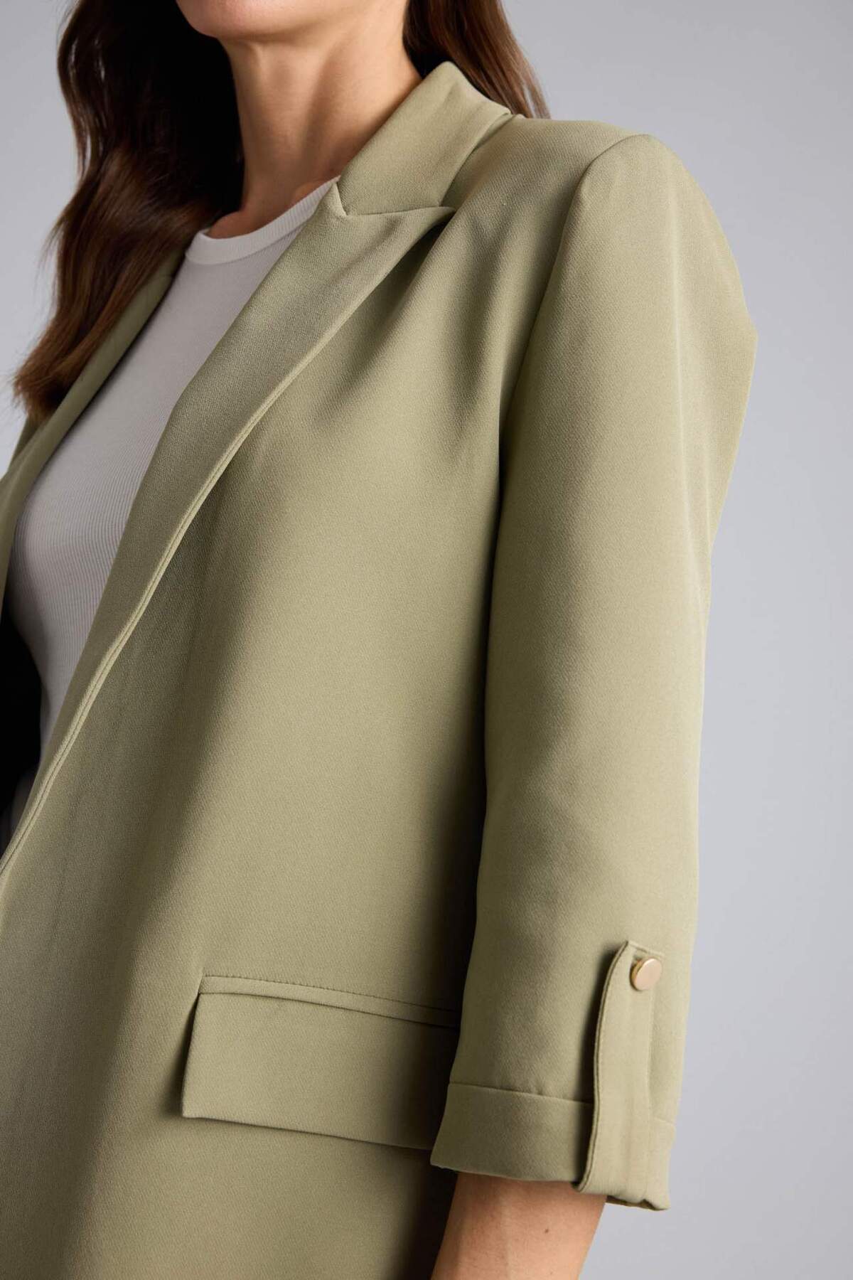 Defacto  Büyük Beden Basic Blazer Ceket C3215AX26SM - Görsel 4