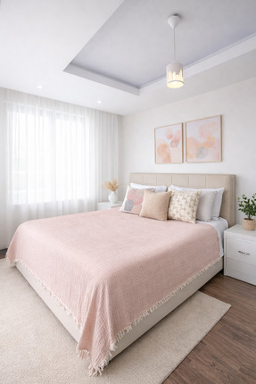 Ascotton %100 Pamuk 3 Kat Müslin Yatak Örtüsü – 200x220 cm (PUDRA)