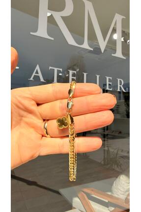 RMATELİER Gold Yonca Figürlü Bileklik – Şık Minimal Zincir Bileklik WB-0171
