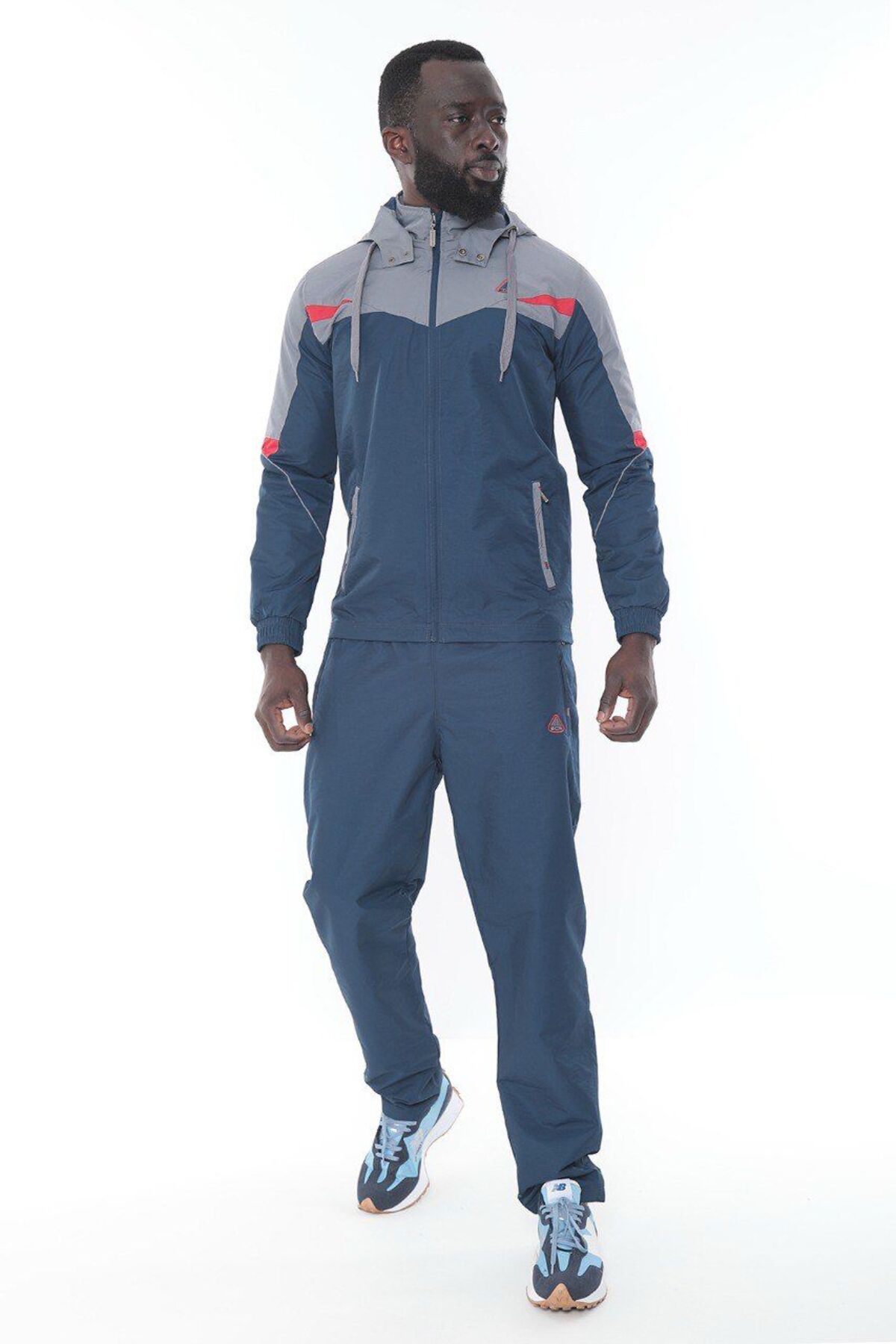 ست لباس ورزشی مردانه پارچه نخی Twill 4349T — سرمه‌ای — تصویر 4 از 6
