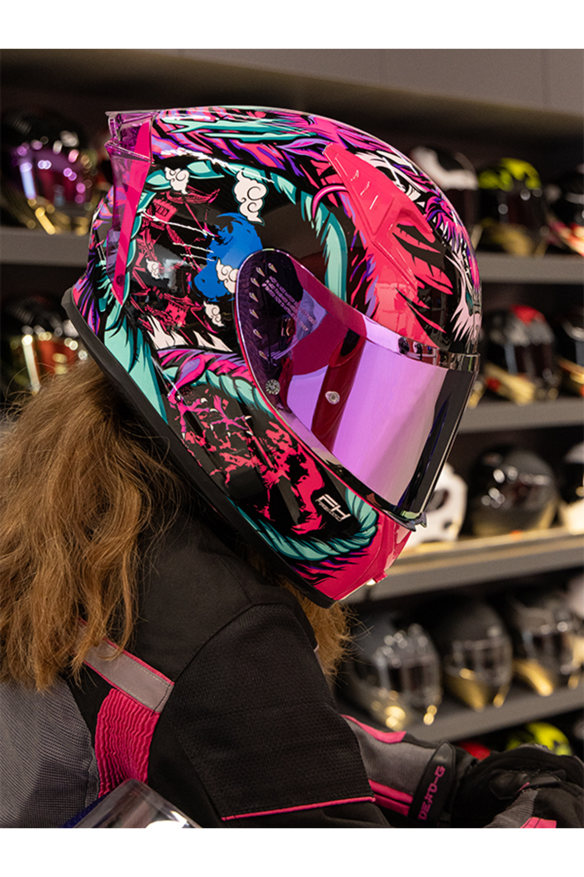 DeadG Spectre Legend Pink Siyah - Yeşil - Pembe Kask