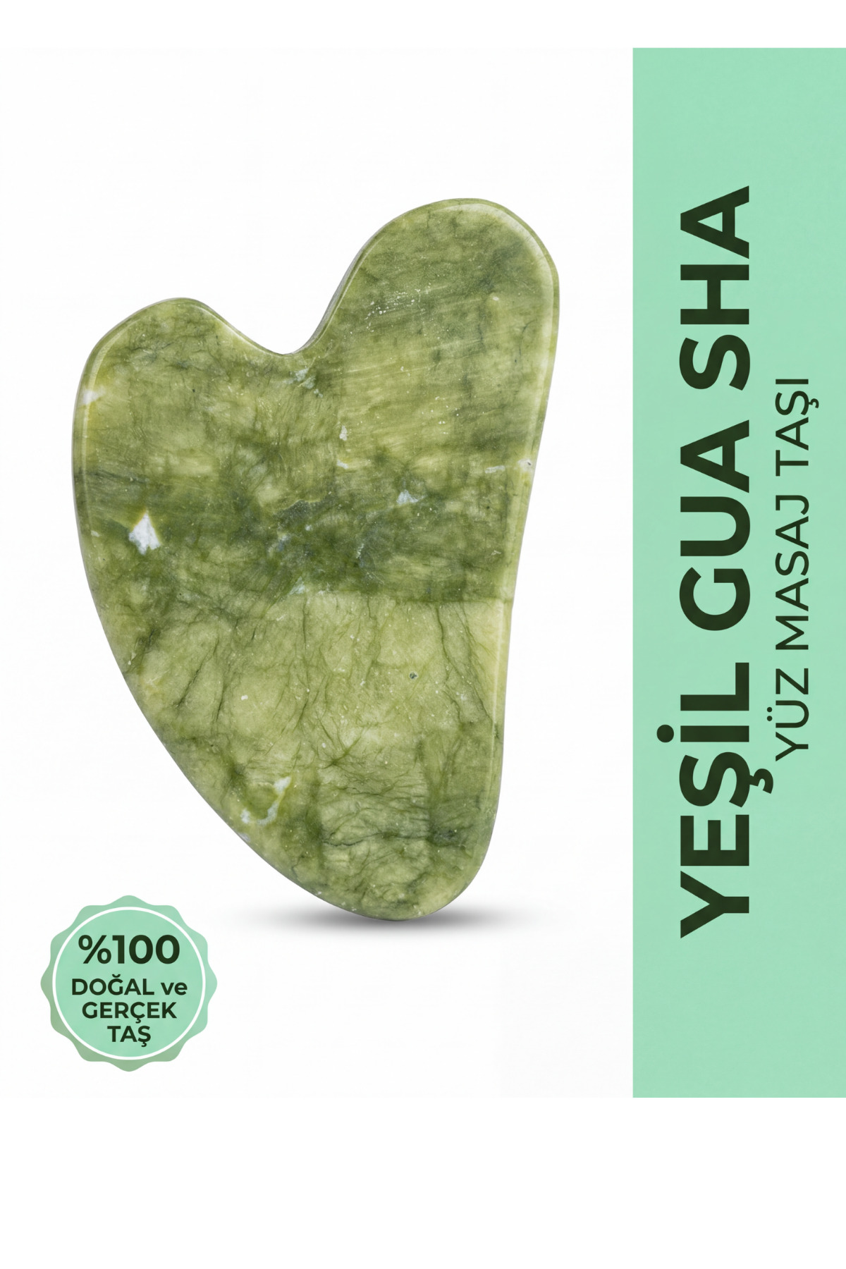 Yeşim Taşı Yeşil Gua Sha Yüz Masaj Taşı %100 Doğal ve Gerçek Kadın — سبز GuaSha