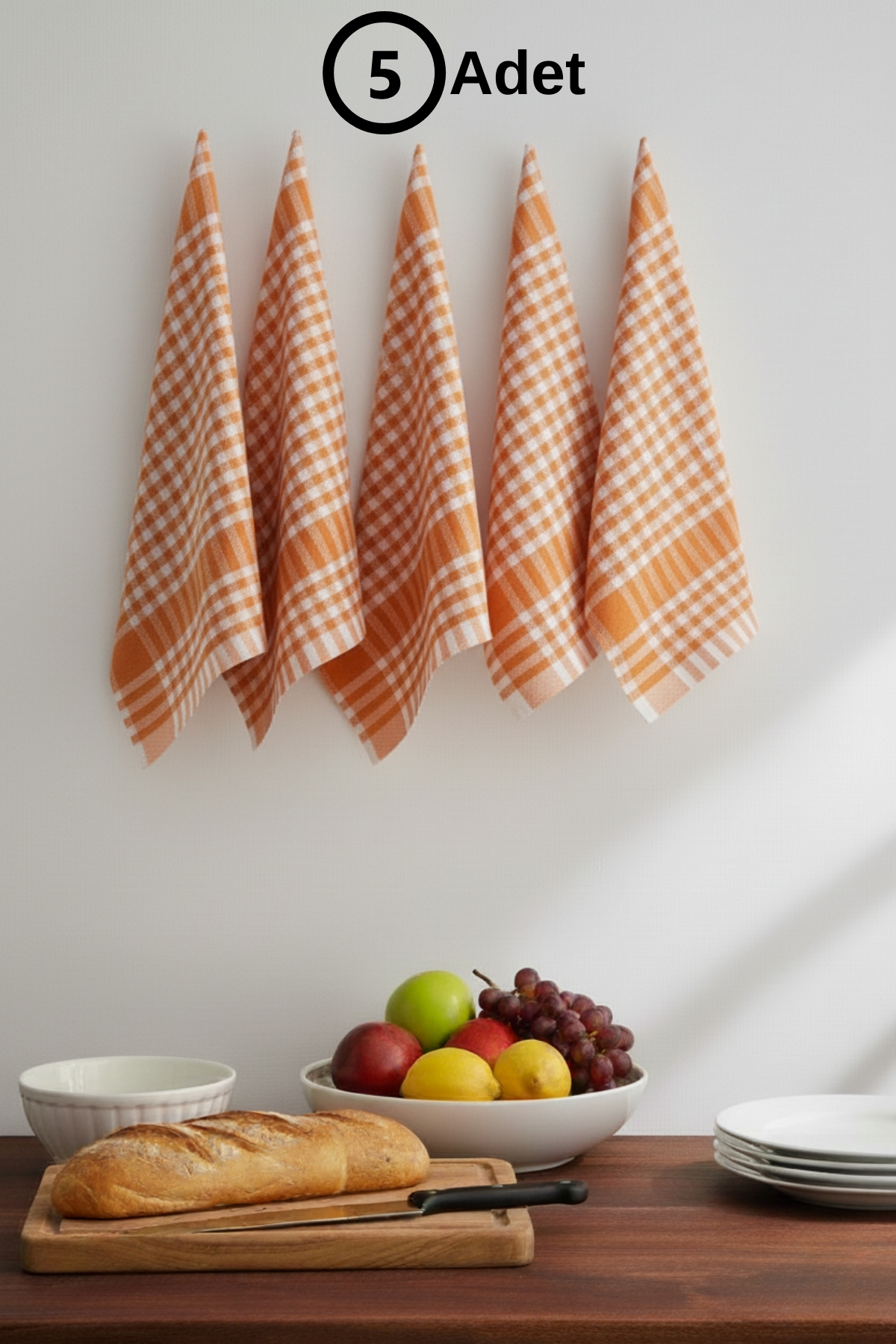 Pötikareli 5-Piece Cotton Nutrition Serving Cover Drying Cloth Serving Napkin Kitchen Towel | Orange