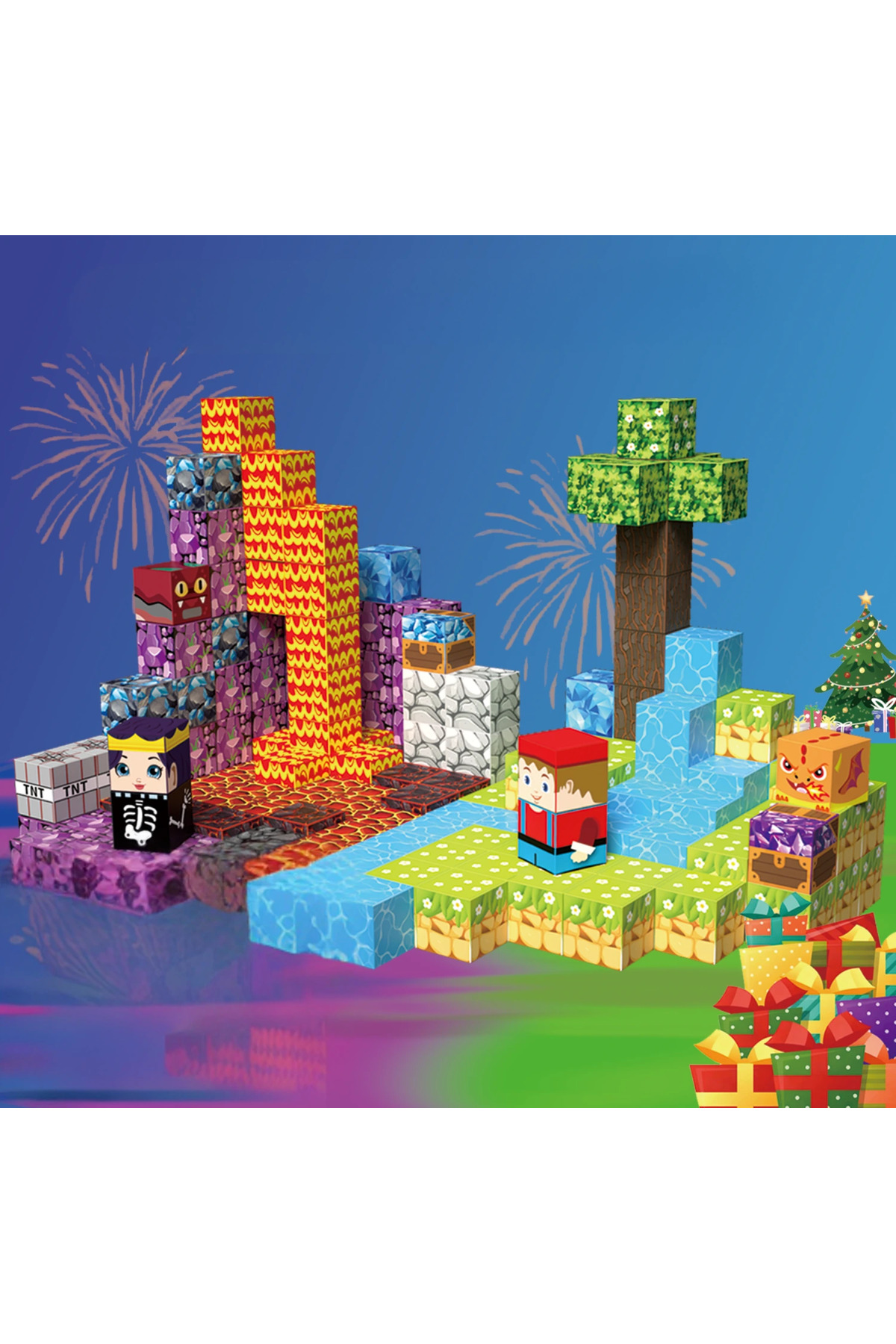 McBlok Minecraft Manyetik Küp Blok Yapı Taşı 100 Parça fotoğrafı 3 (önizleme)