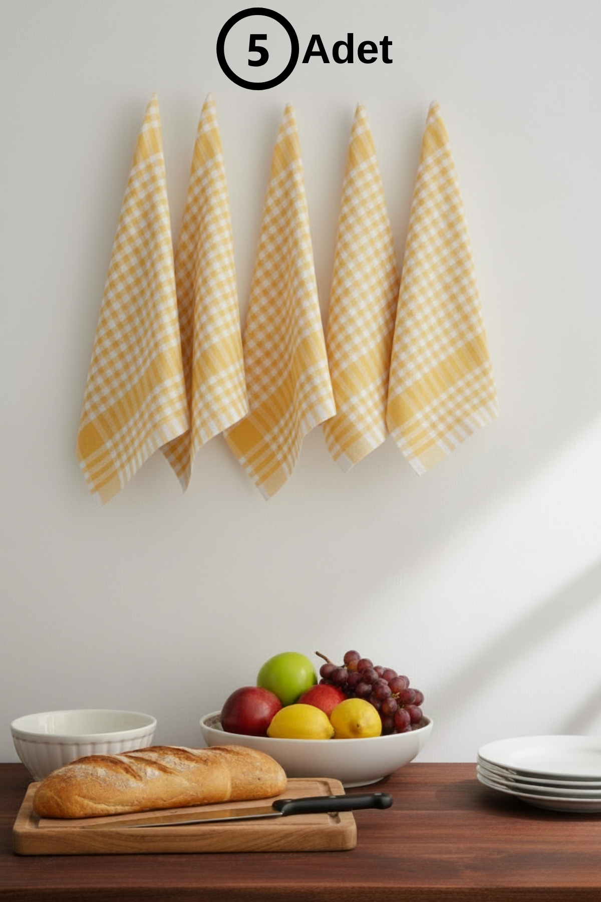 Pötikareli 5-Piece Cotton Nutrition Serving Blanket Drying Cloth Serving Napkin Kitchen Towel | Yellow