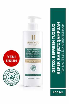 AND YOU Detox Refresh Tuzsuz Kepek Karşıtı Şampuan – Tüm Saç Tipleri İçin Arı...