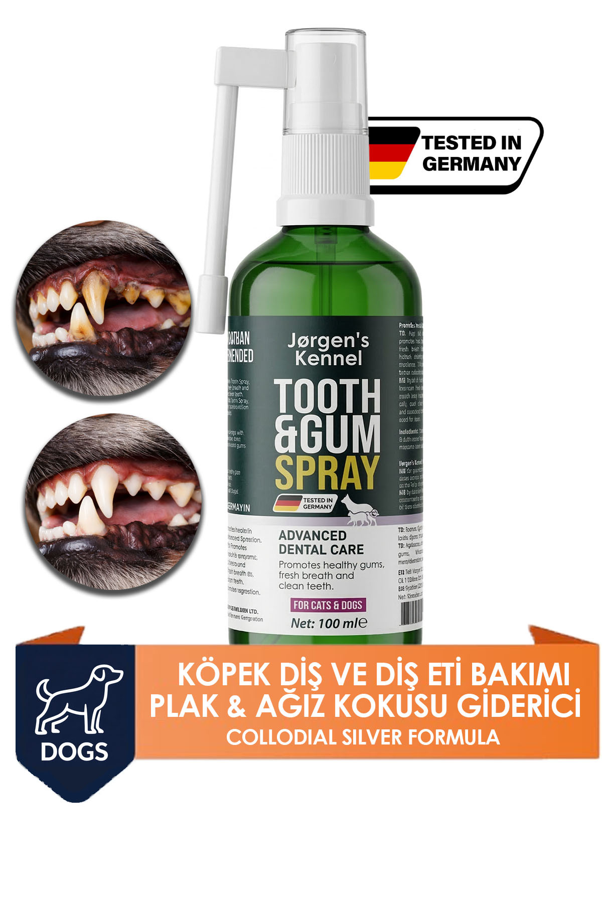 飼育用品 dry animals Jorgens Kennel Köpek Ağız ve Diş Bakım Spreyi 100 ml Ağız Kokusu