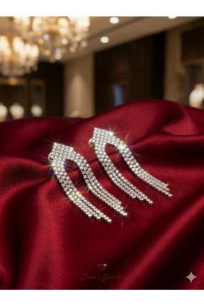 AURA CONCEPTS ."Işıltılı Kristal Taşlı Abiye Özel Gün ve Düğün Küpesi