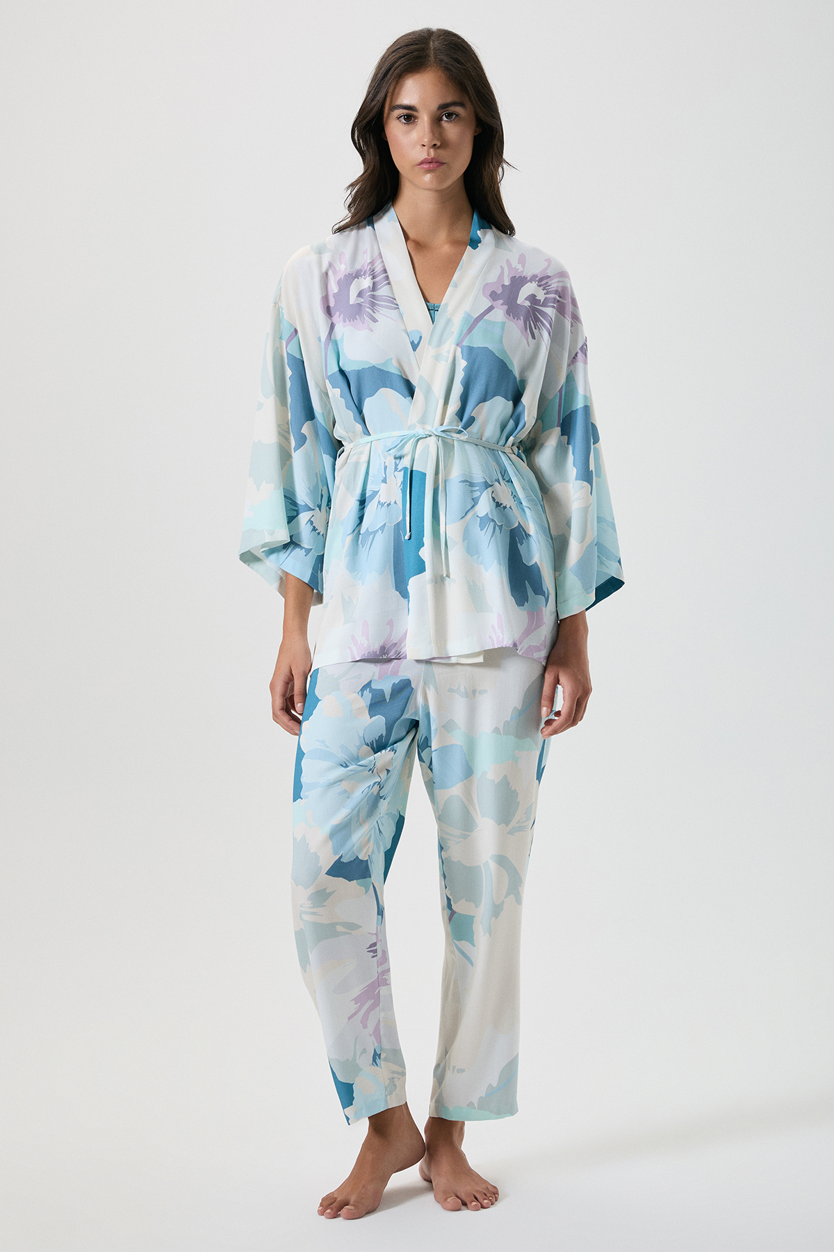 Catherines Floral Print Three-Piece Pajama Set