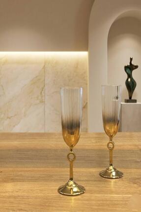 rova tr Ayça Serisi 6'lı Cam Titanyum Kaplama Lüks Ayaklı Modern Kadeh Set - ...