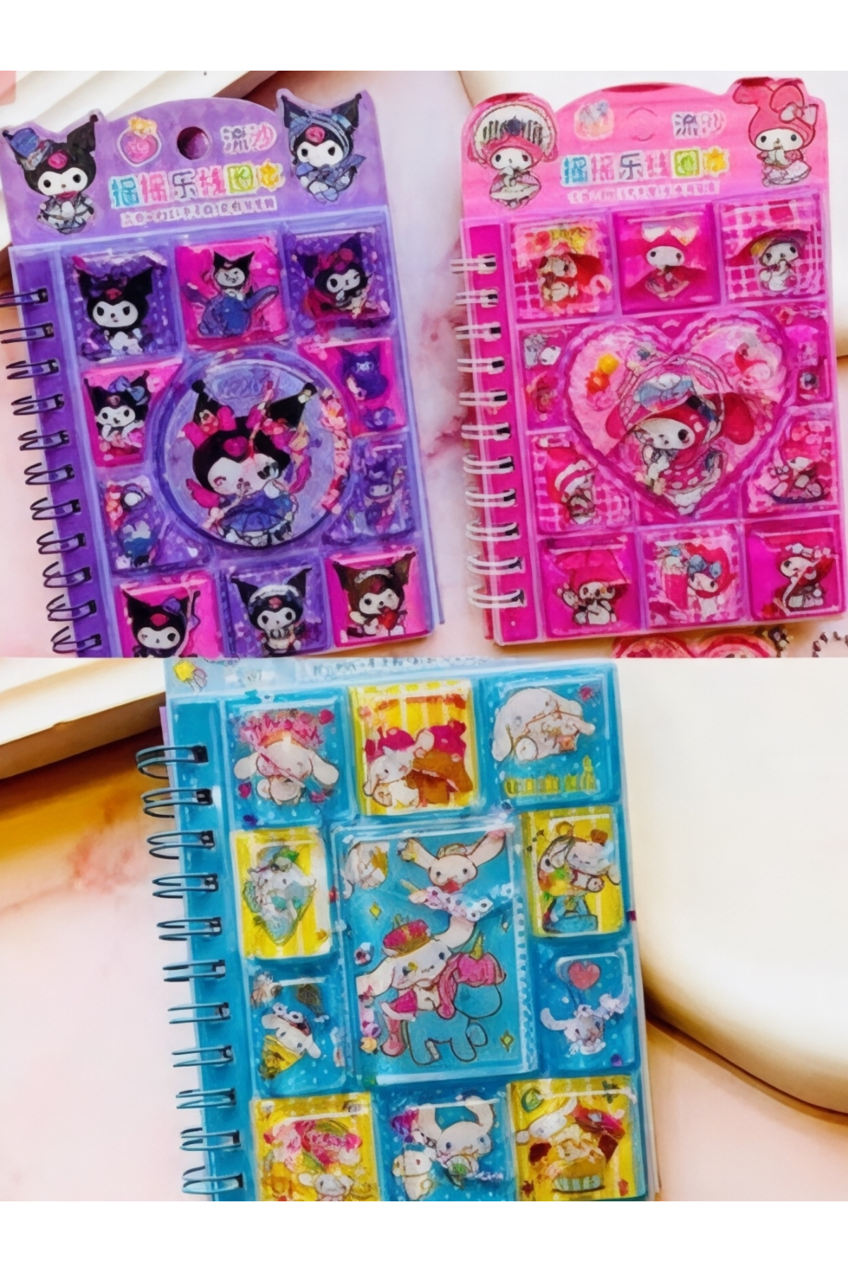 ÖZ OFİS Kuromi My Melody Cinnamoroll 3D Sulu Kapak 8 Sayfa Sticker