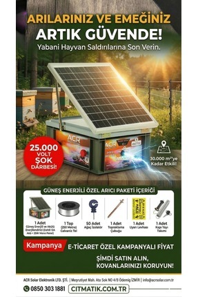 ACR GÜÇMATİK ACR Arıcı Özel Çit Paketi Güneş Panelli Kompakt Elektrikli Çit a...