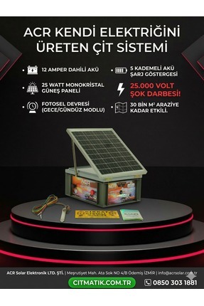 ACR GÜÇMATİK ACR Arıcı Özel Çit Güneş Panelli Kompakt Elektrikli Çit ayı çiti...