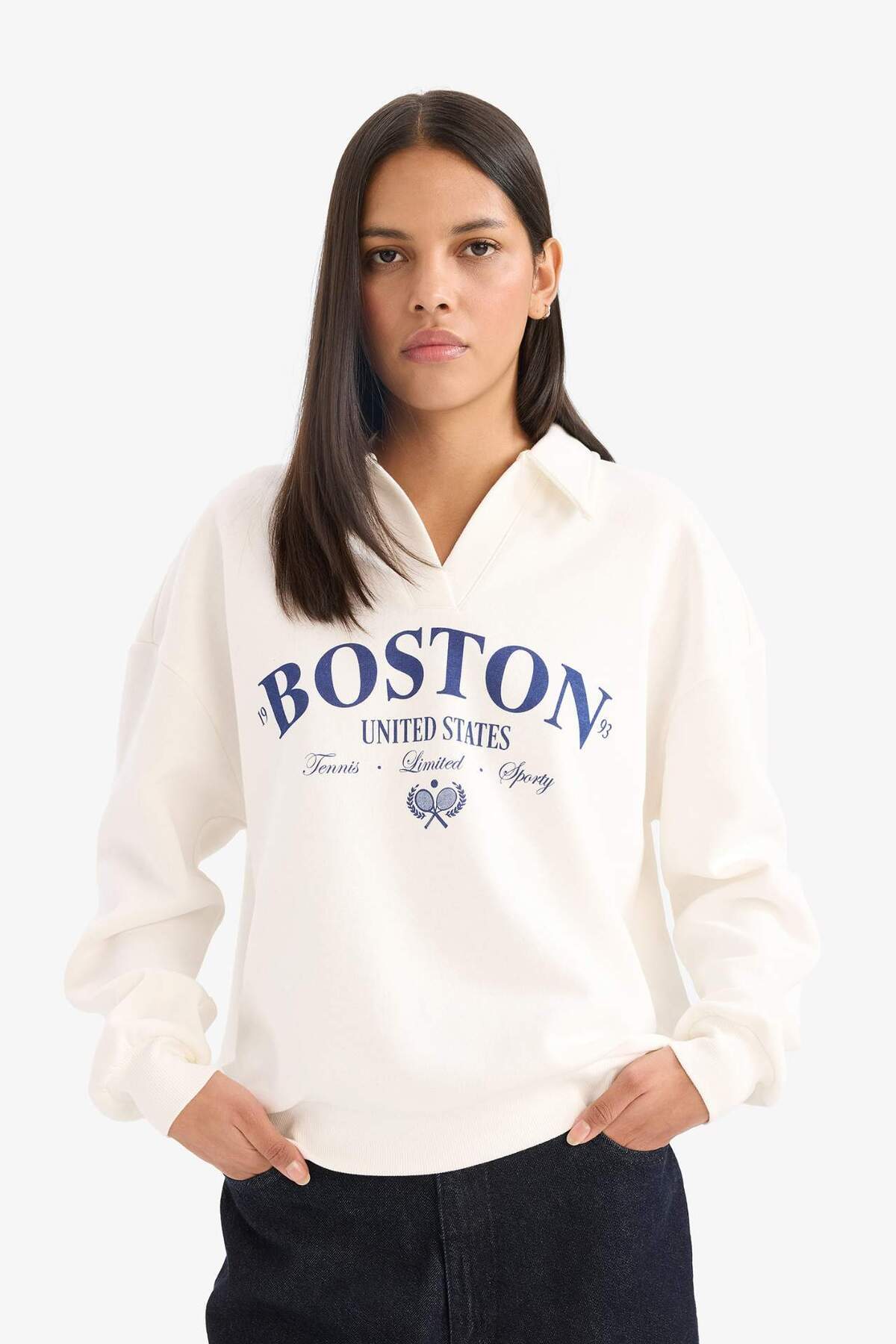 DeFacto Relax Fıt Baskılı Sweatshirt F0303AX25AU görsel 4
