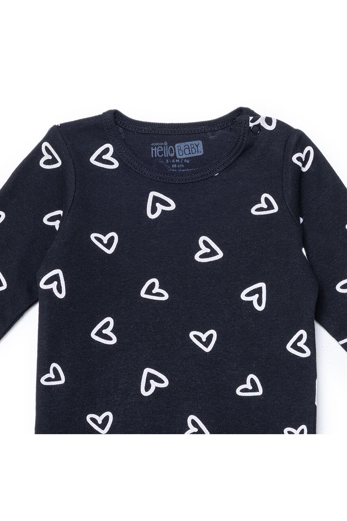 ebebek Hello Baby HelloBaby Kız Bebek Body Kalp Baskılı Çıtçıtlı Çıtçıtlı Yaka Uzun Kol fotoğrafı 3 (önizleme)