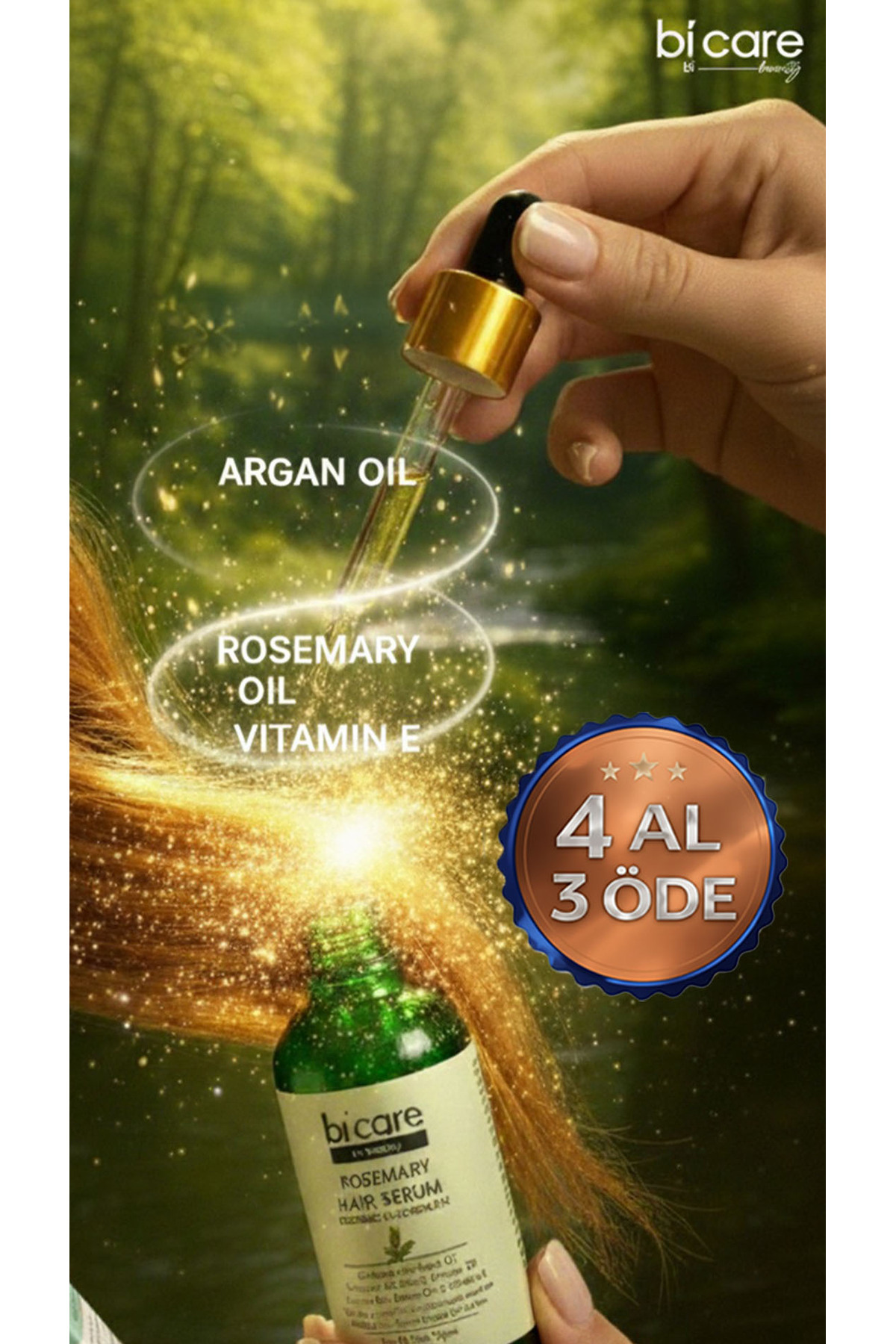 Biberiye Özlü Dökülme Karşıtı Saç Bakım Seti - Şampuan 500ml + Serum 50ml Güçlendirici — NRA-SET-ROSE01 — تصویر 4 از 5