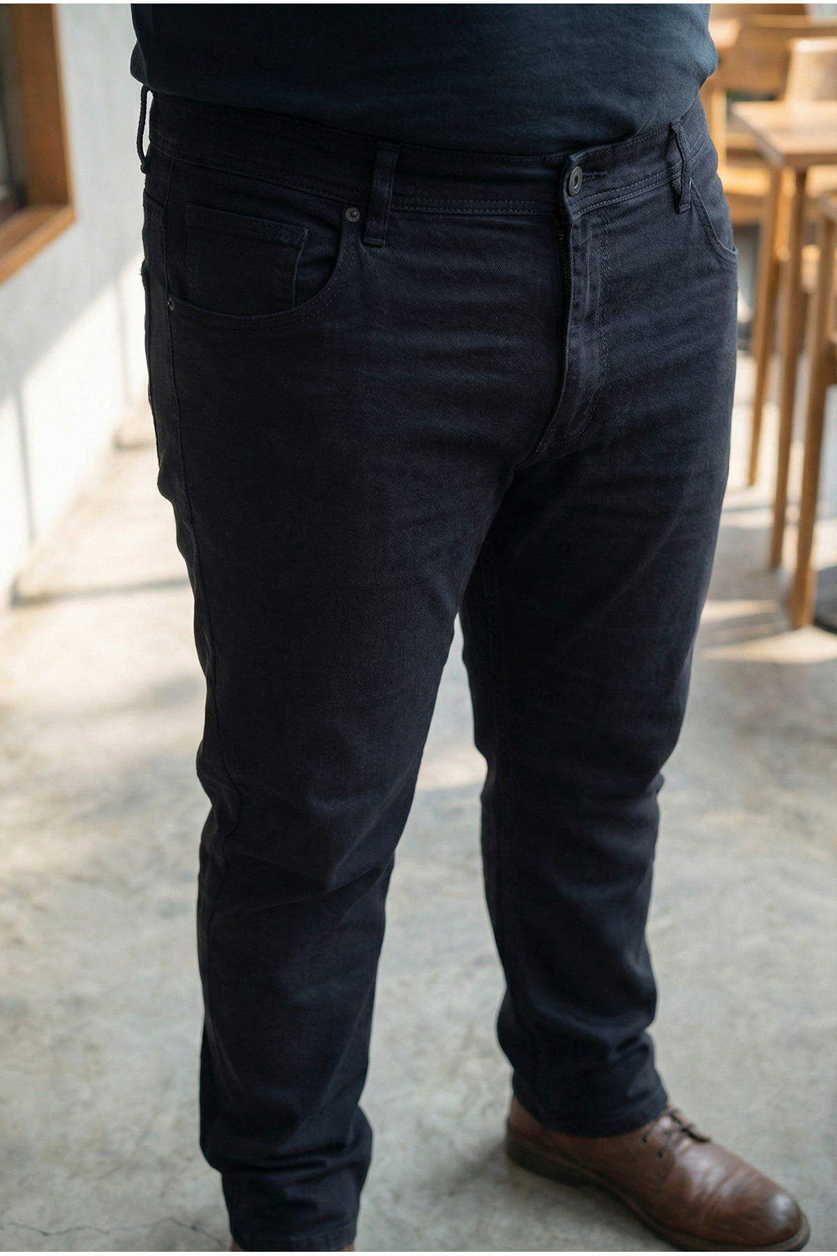 LTC Jeans Erkek Likralı Esnek Siyah Battal Beden Kot Pantolon