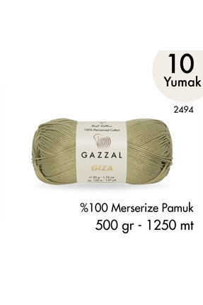 Gazzal Giza 2494 Merserize Pamuk El Örgü İpliği 500 gr