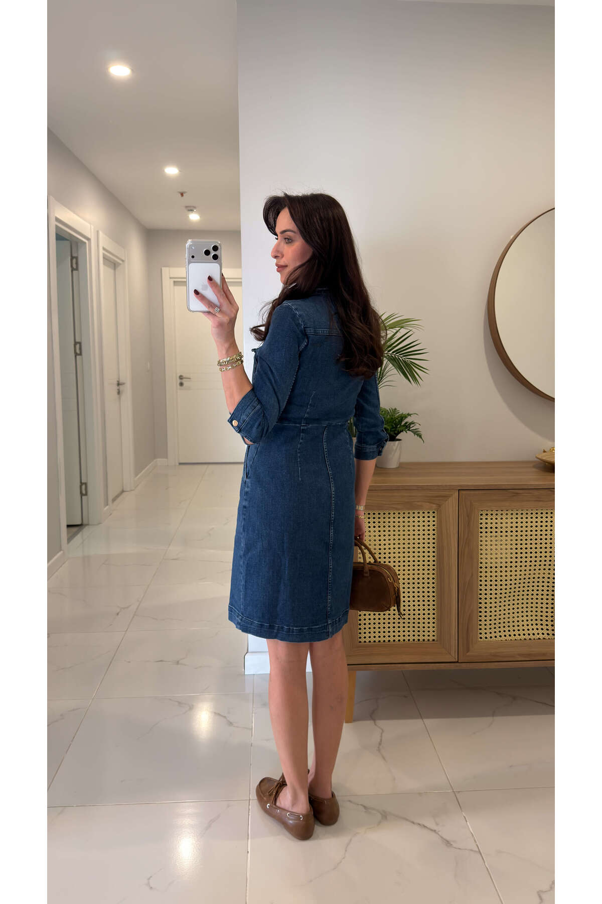 BİRCANÇİL  Yetara Lacivert Fermuarlı Denim Elbise - Görsel 4