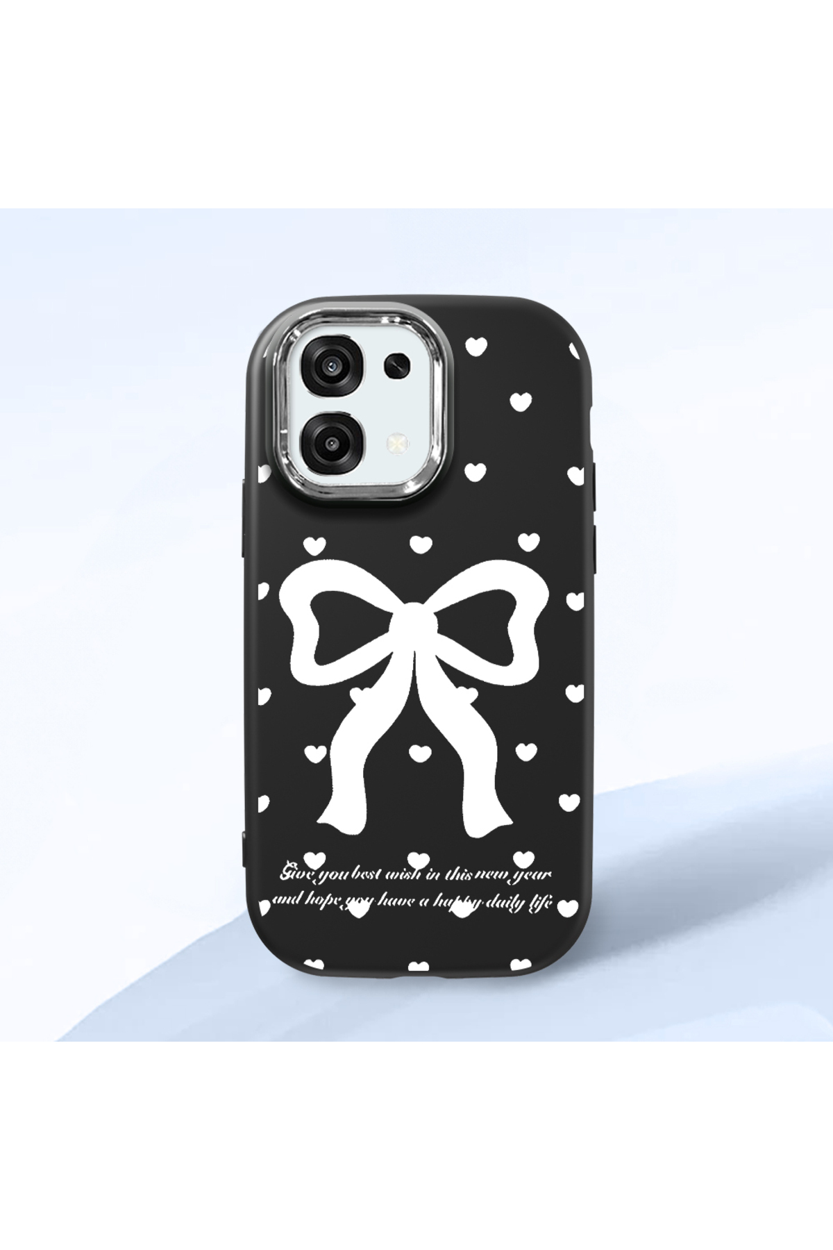 OPPO A6 Pro Compatible Black Soft Silicone Phone Case with Camera Protection Bowtie Pattern