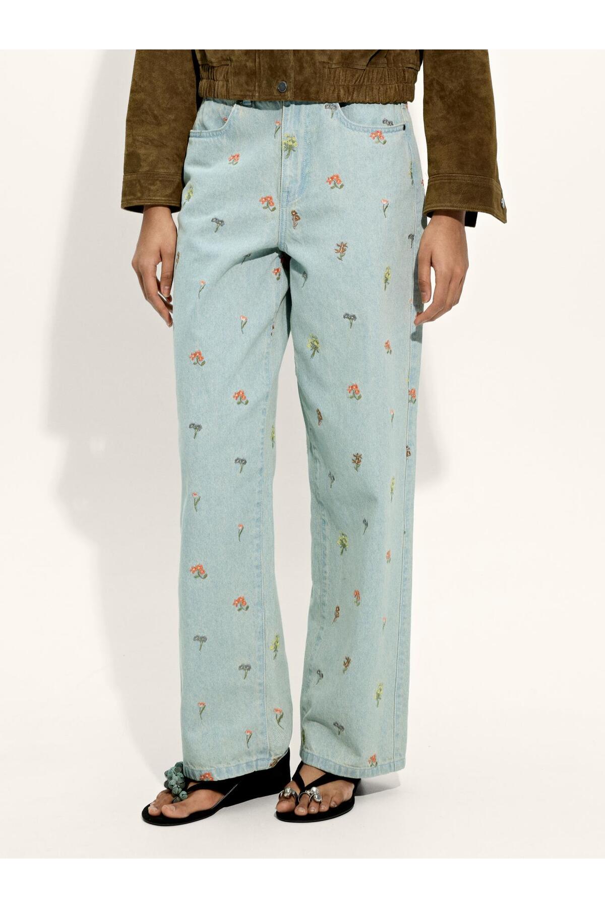 Women's 100% Cotton Embroidered Jeans