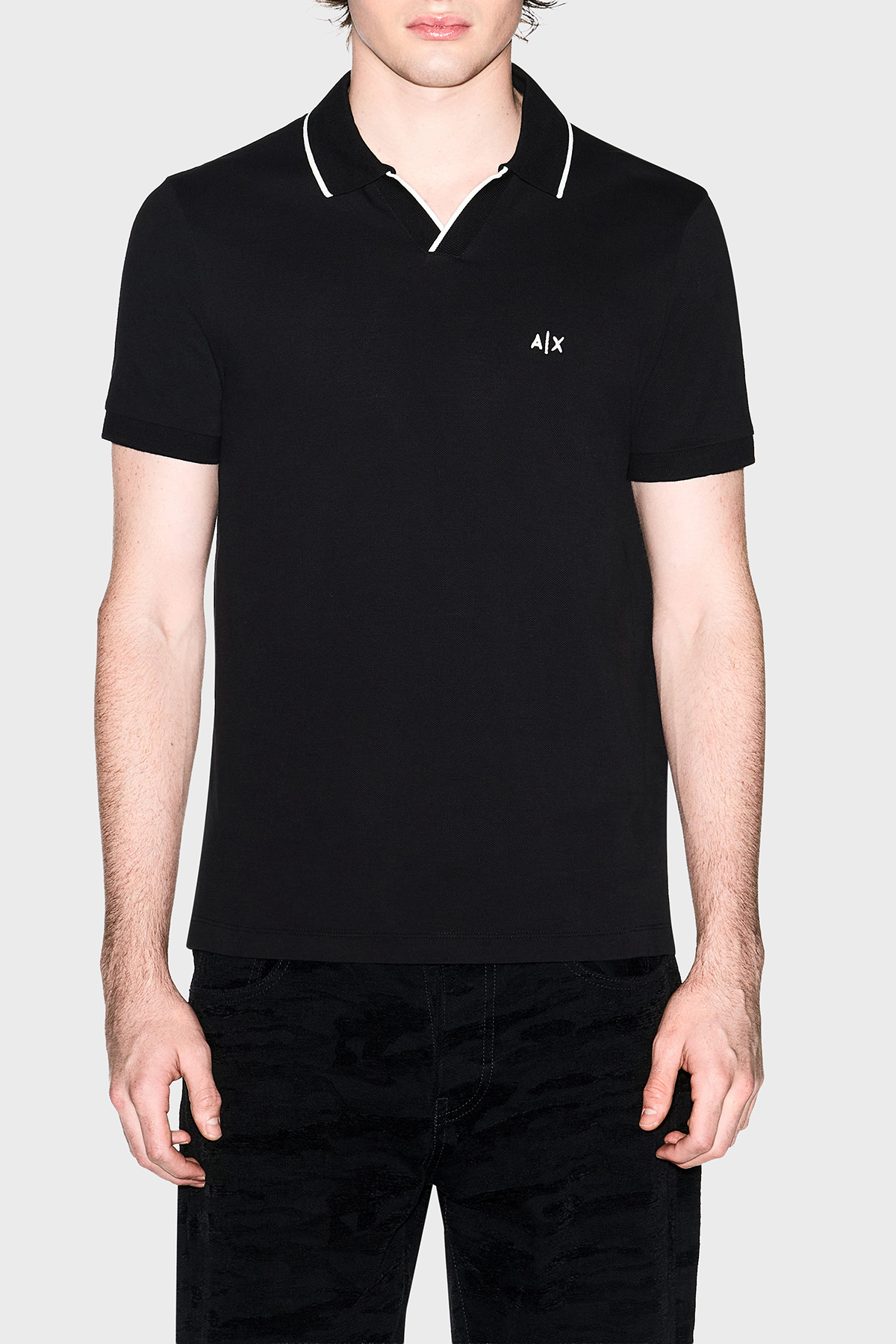 Armani Exchange Logolu Pamuklu Regular Fit Şerit Detaylı Polo