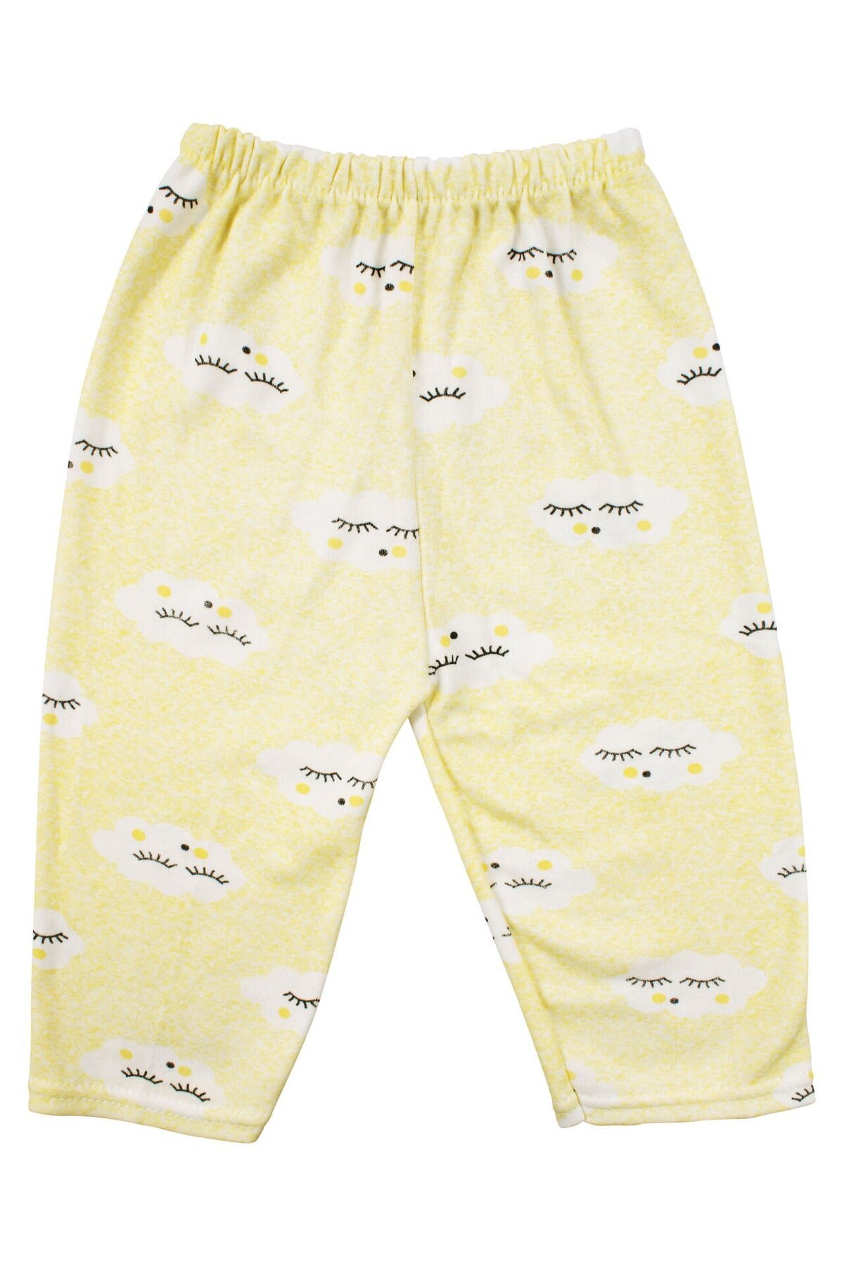 bebegen Unisex Sarı Bulut Desenli Biyeli Çıtçıtlı Pijama Takımı 0-3 Ay fotoğrafı 3 (önizleme)