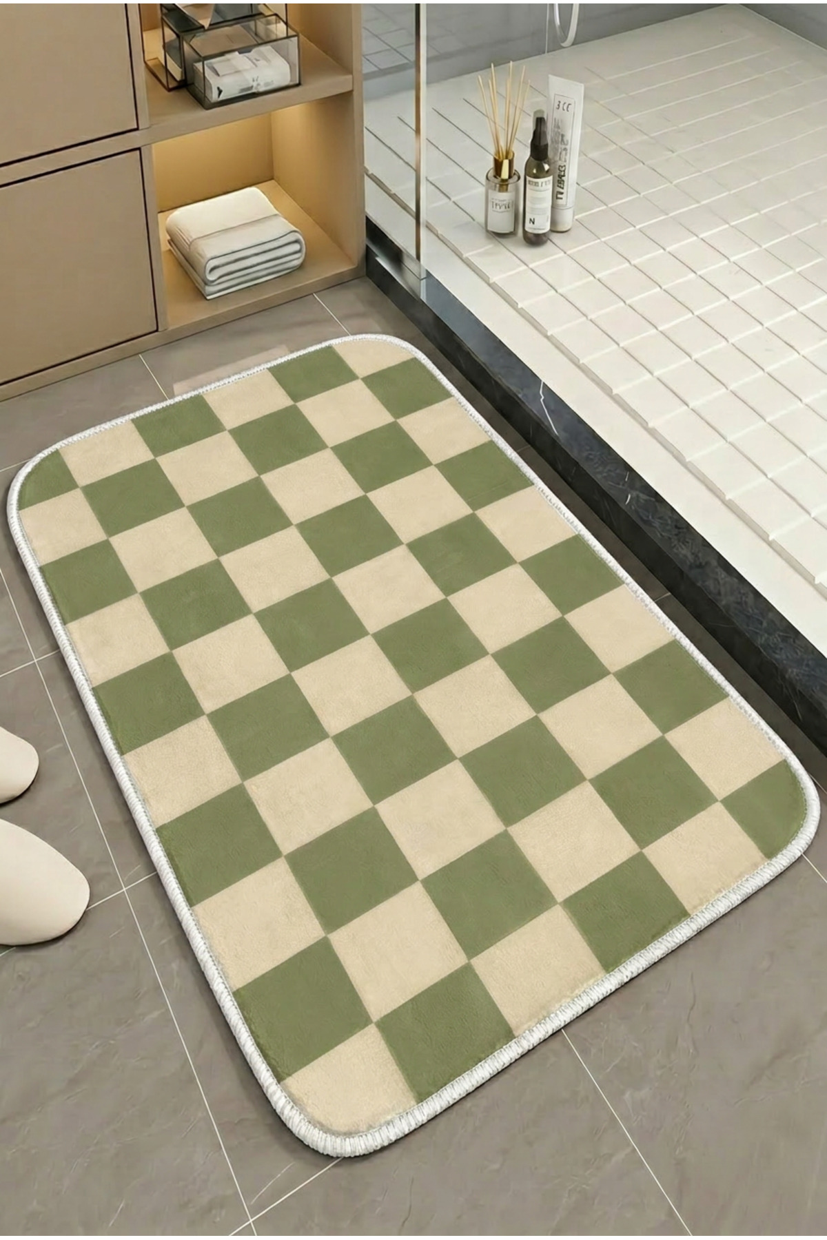 Multipurpose Shower Front Bath Mat Foot Mat with Anti-Slip Base 60x100 Soft Sole with Modern Pattern