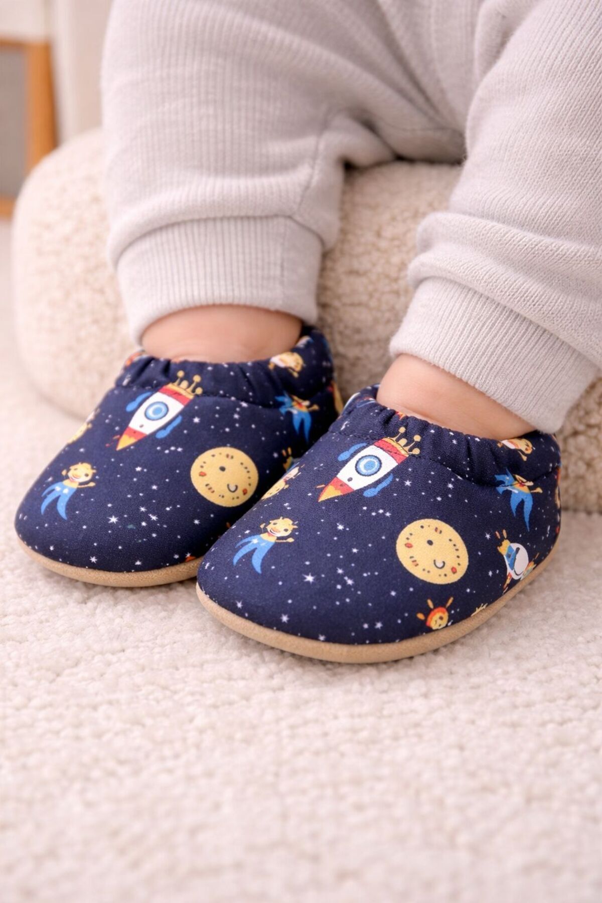 Pico Baby Kaydırmaz Tabanlı / Desenli Pamuklu Yazlık Bebek Patiği / Kreş Ayakkabısı /Esnek ve Yumuşak fotoğrafı 4 (önizleme)