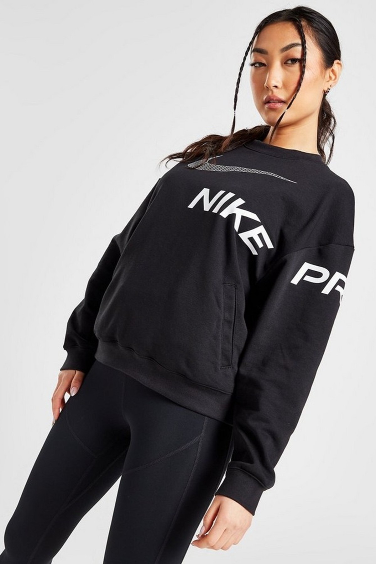 Nike Dri-Fit French Terry Graphic Running Womens Sweatshirt Kadın Cepli Bol Kesim Koşu Sweatshirt Si görsel 4