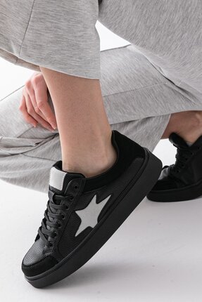Golder Kadın Günlük Siyah Sneaker Bağcıklı Rahat Spor Ayakkabı