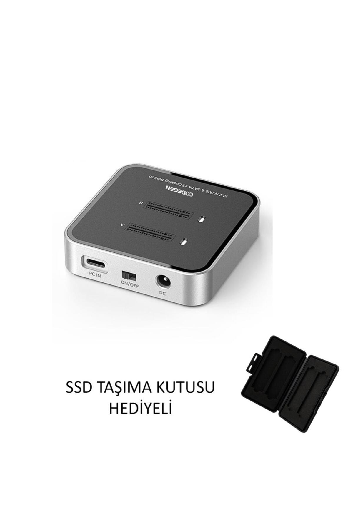 CODEGEN Çift M.2 NVME SSD Disk Yuvalı USB 3.1 Type-C Dock