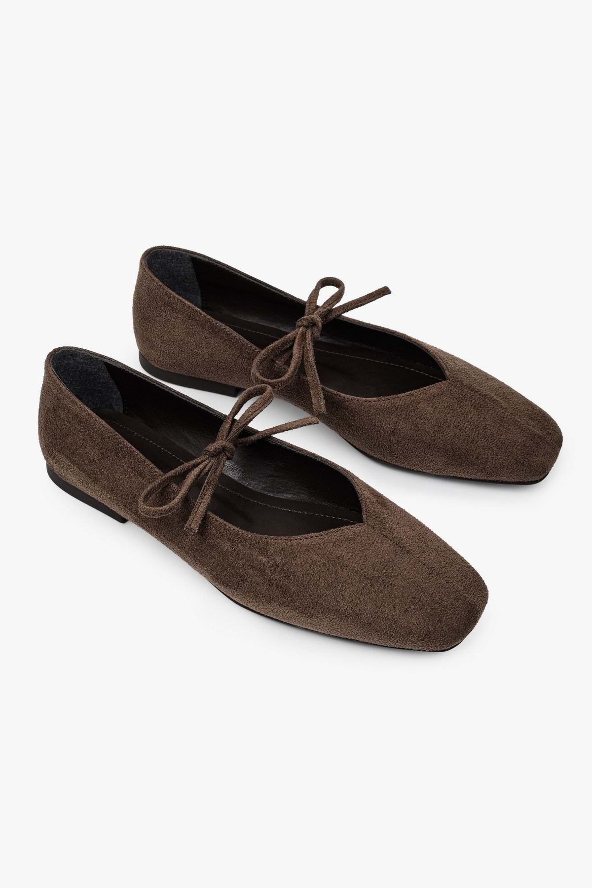 Shoeberry Kadın Noriel Kahve Süet Bağlamalı Babet görsel 2