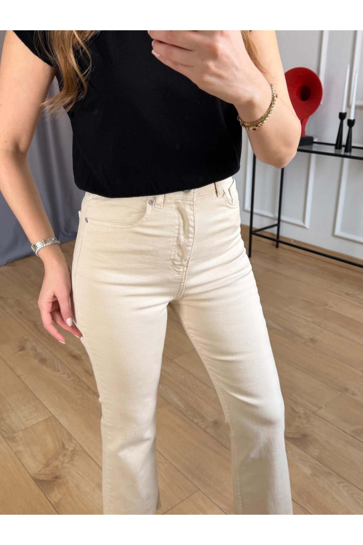 Size Özgü  Bej Flay Jean - Görsel 6