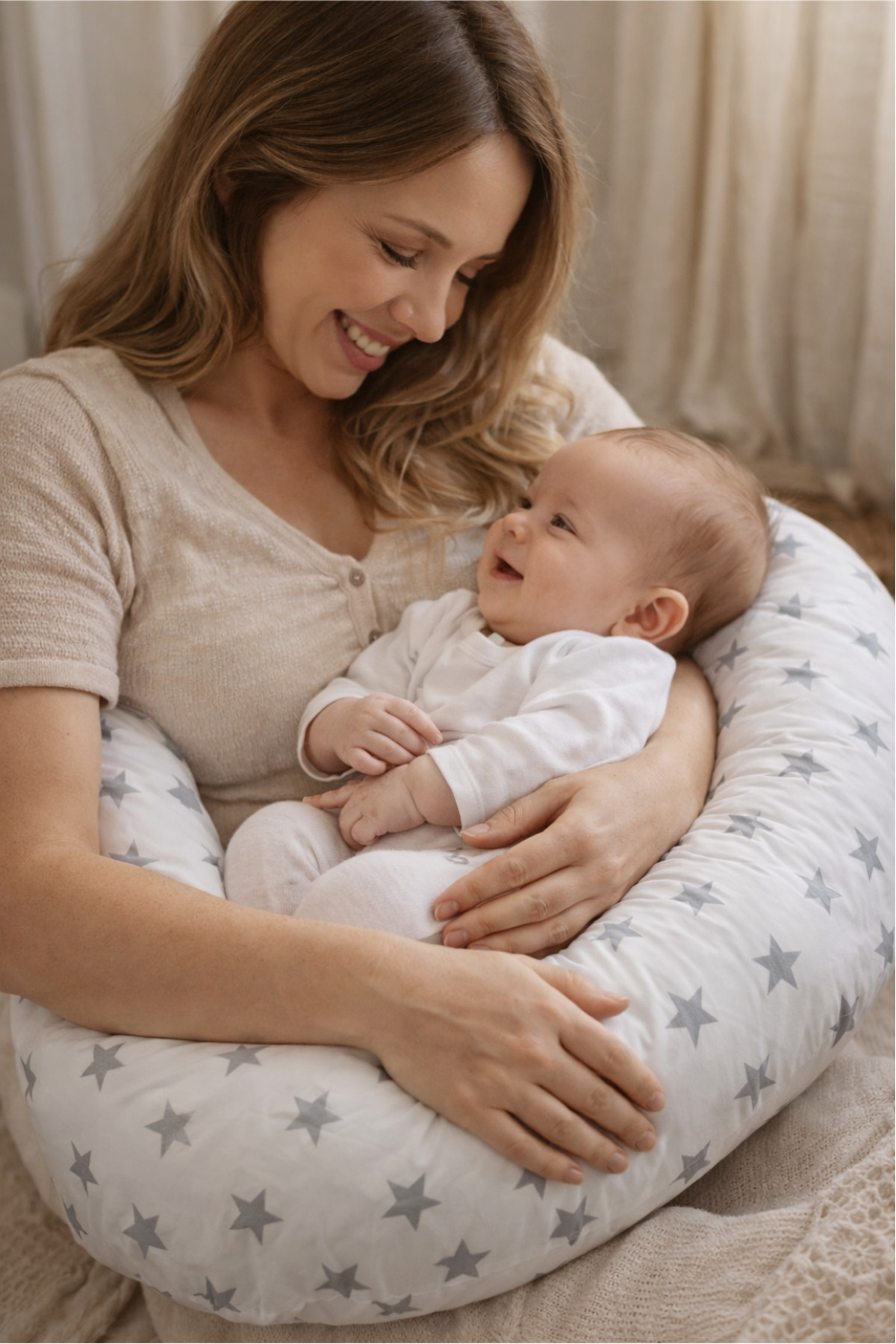 BebeK on For Babynest Gri Yıldızlı set | Emzirme Yastığı ile fotoğrafı 6 (önizleme)
