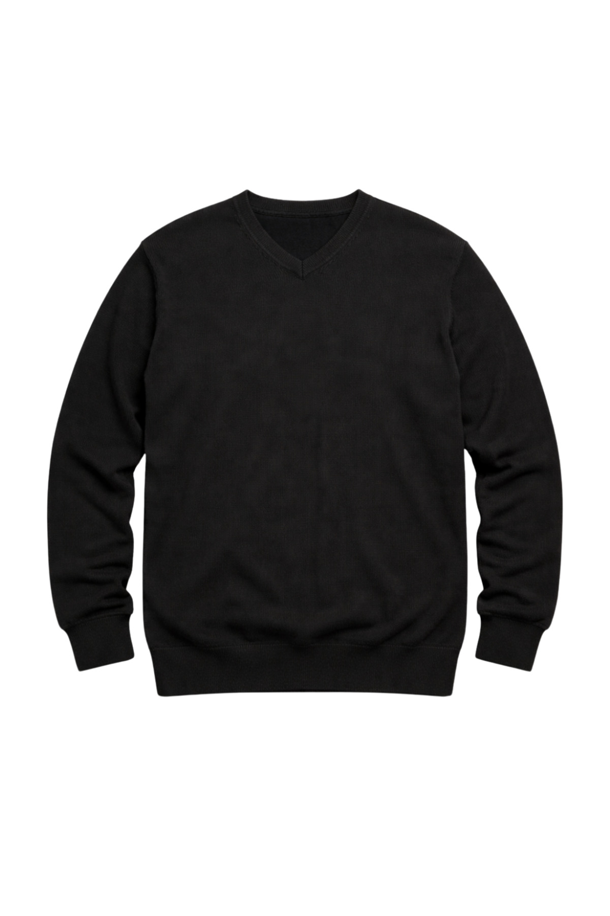 BattalModa Erkek Büyük Beden Siyah V Yaka Triko Kazak 3XL-4XL-5XL-6XL görsel 4