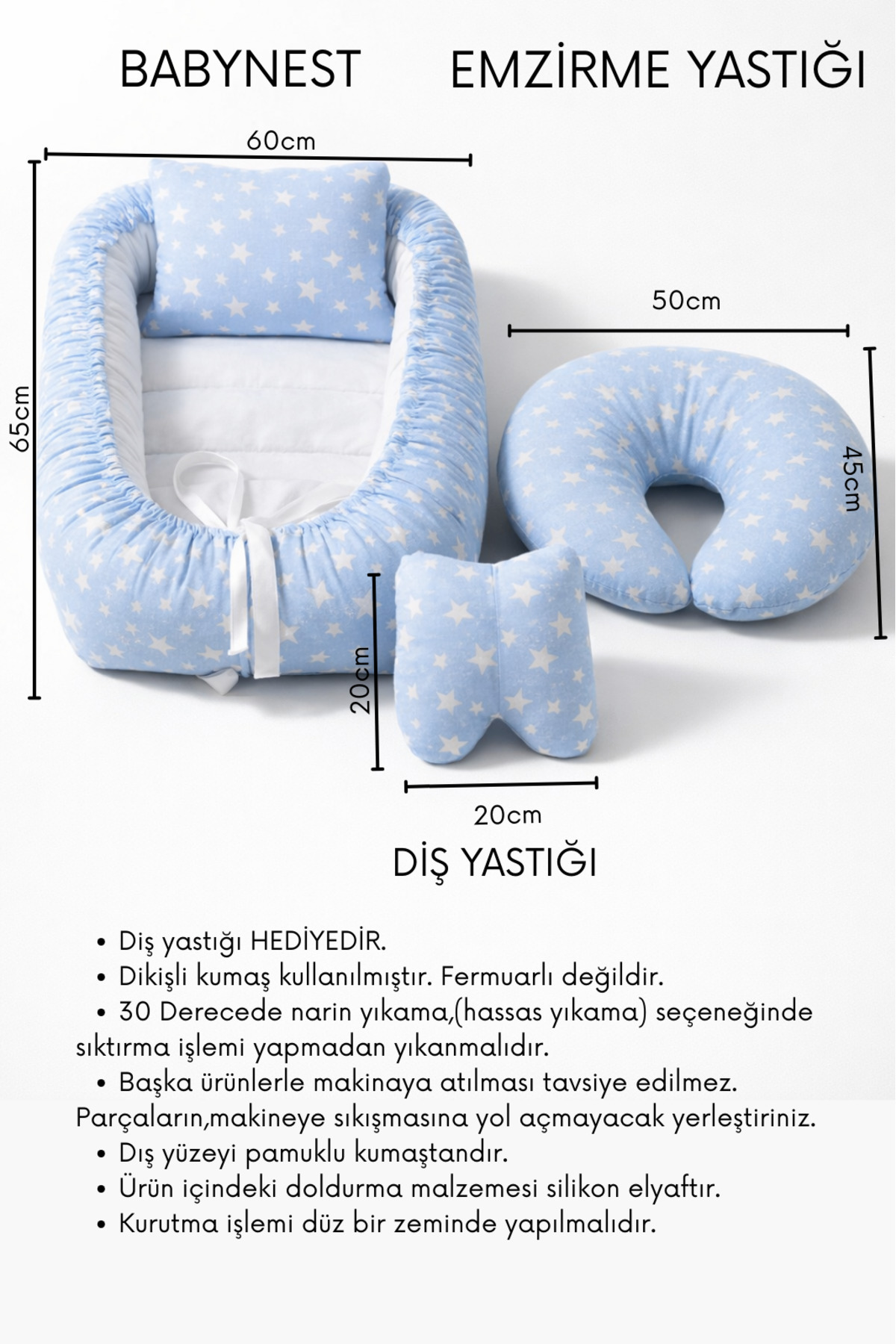 BebeK on For Babynest Mavi Yıldızlı set | Emzirme Yastığı ile fotoğrafı 2 (önizleme)